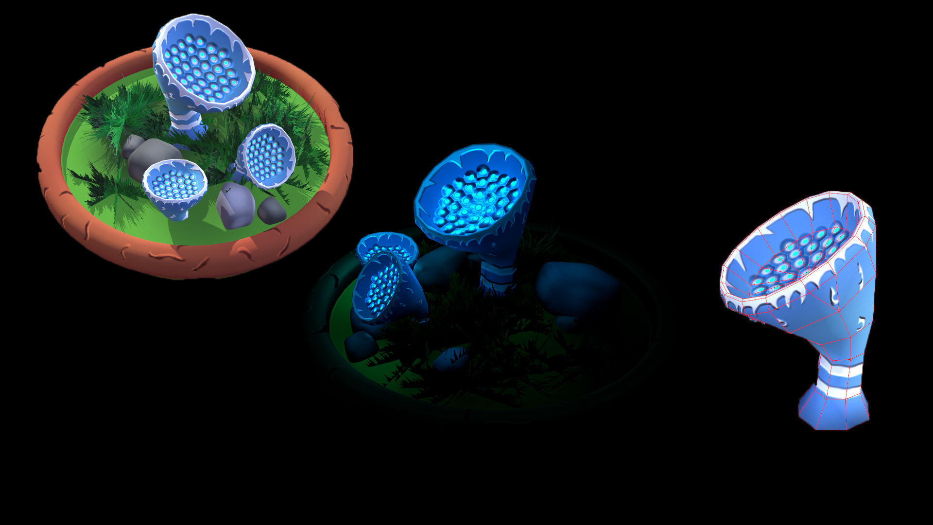 Fantasy Mushrooms Low-poly 3D model_13