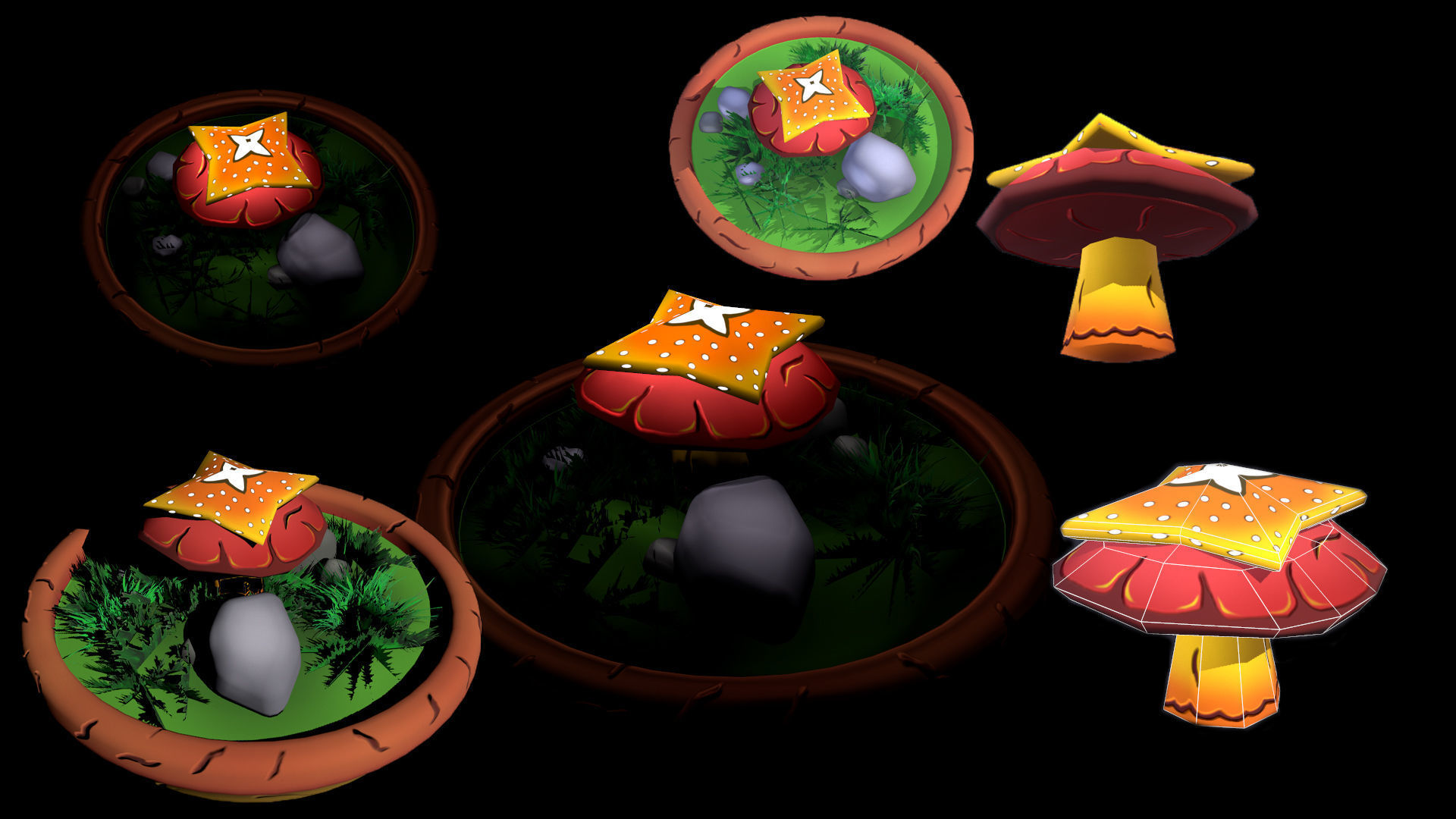 Fantasy Mushrooms Low-poly 3D model_25