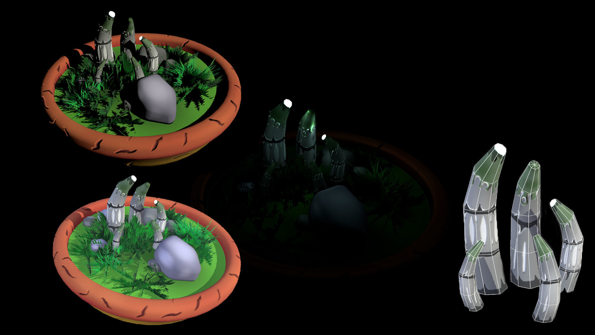 Fantasy Mushrooms Low-poly 3D model_12