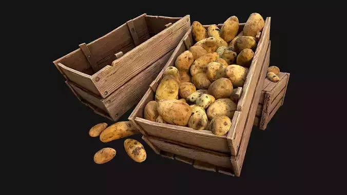 Potato Box Crate Stand  Low-poly 3D model