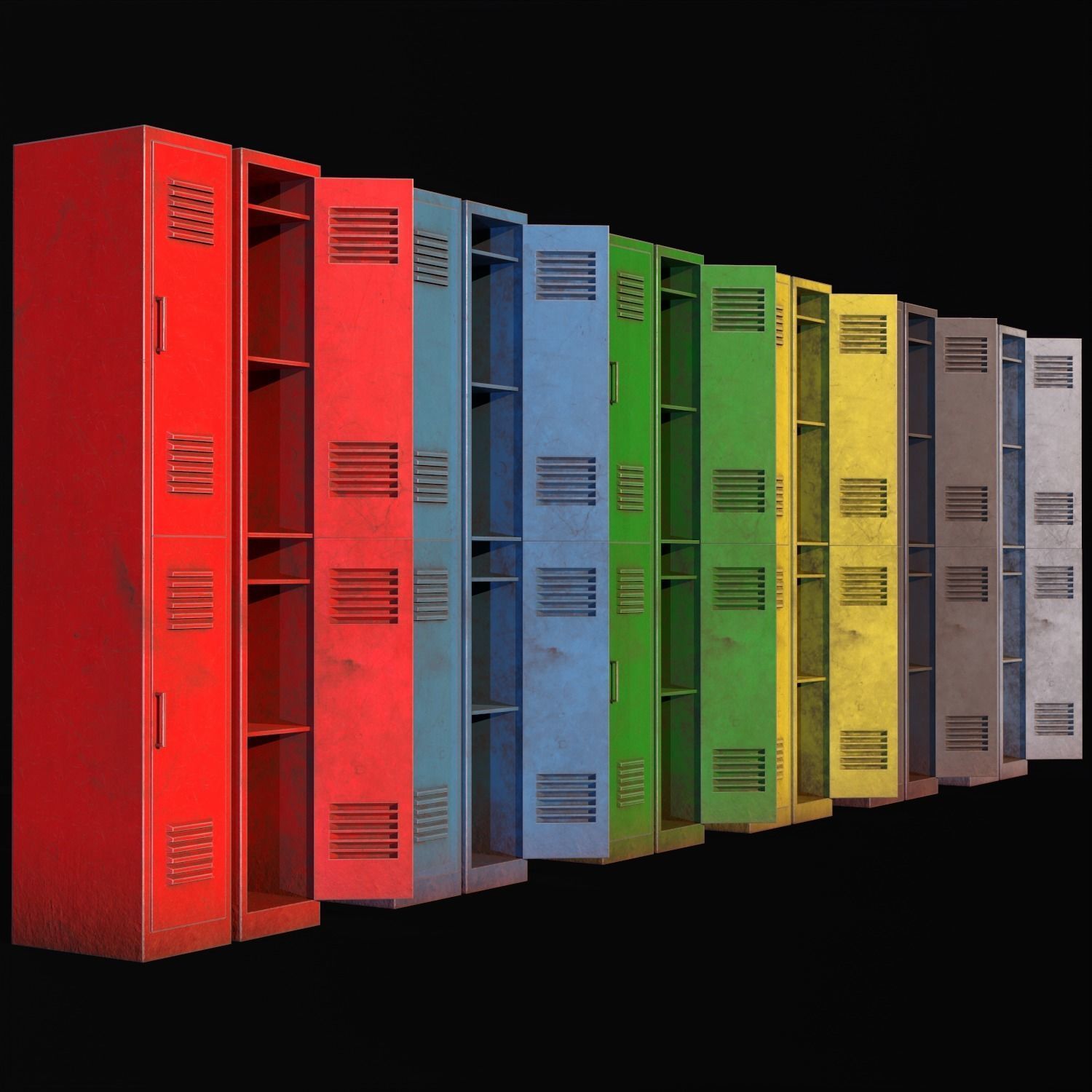 Old School Lockers  Low-poly 3D model_2