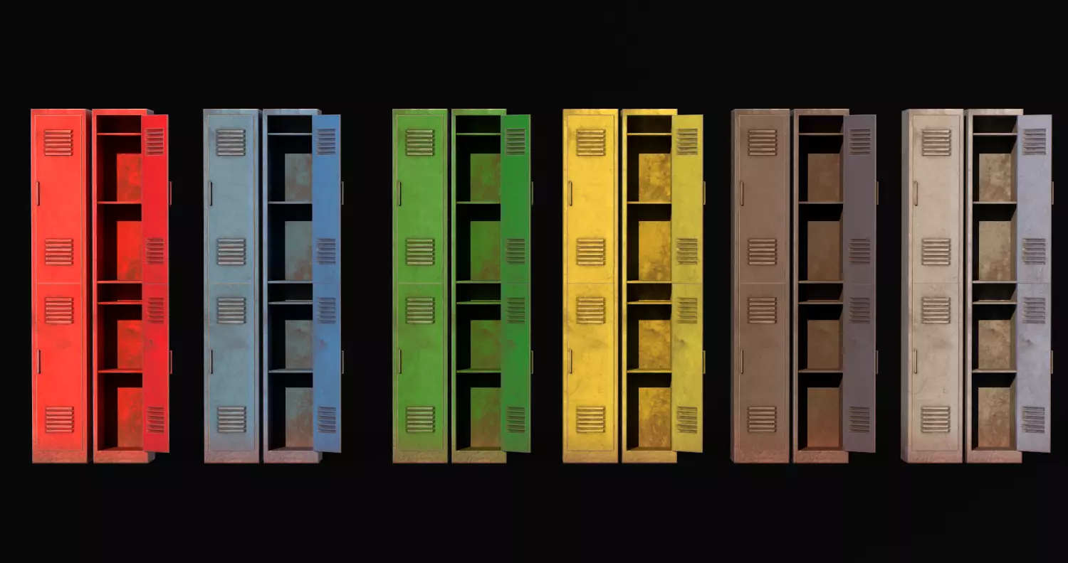 Old School Lockers  Low-poly 3D model_0