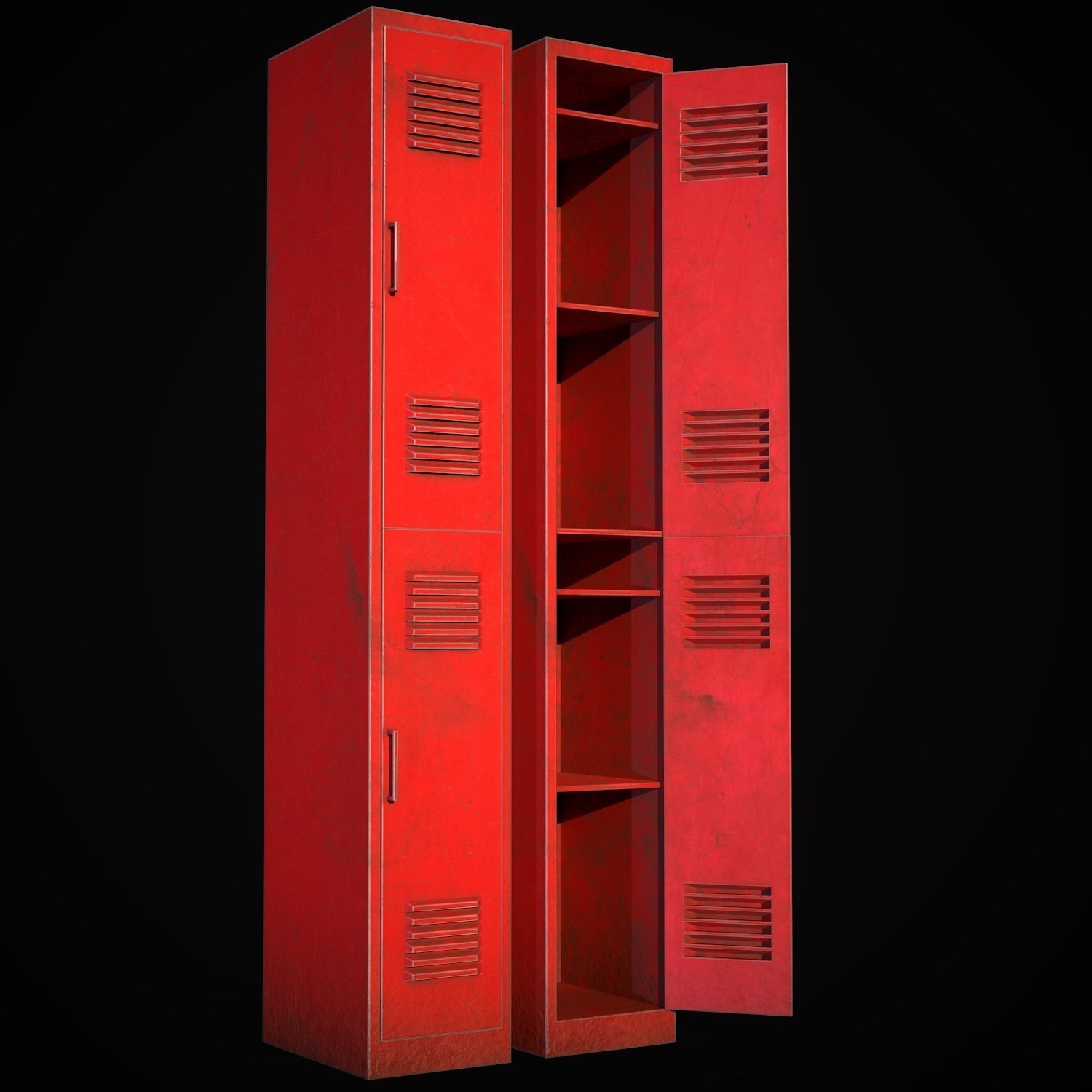 Old School Lockers  Low-poly 3D model_5