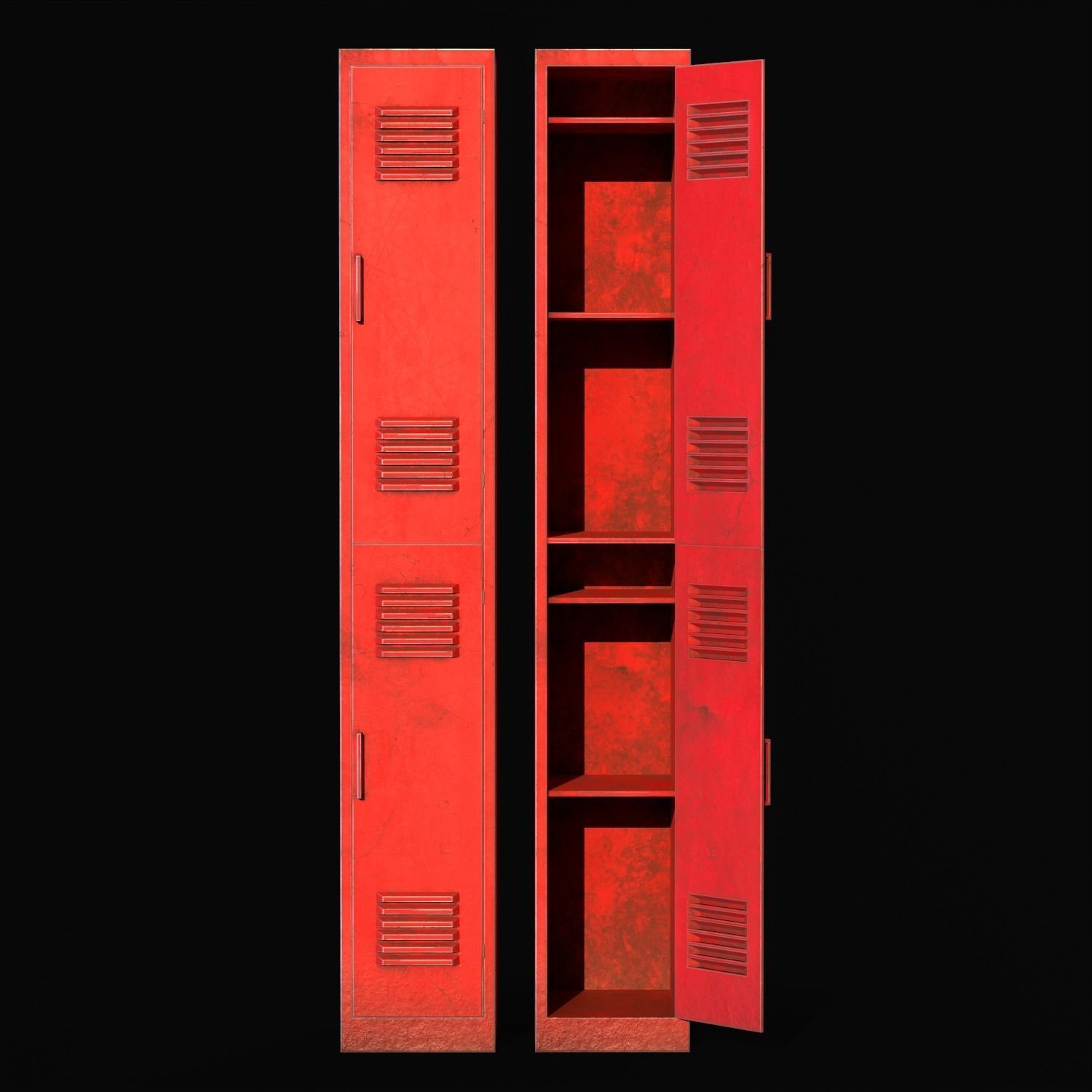 Old School Lockers  Low-poly 3D model_6
