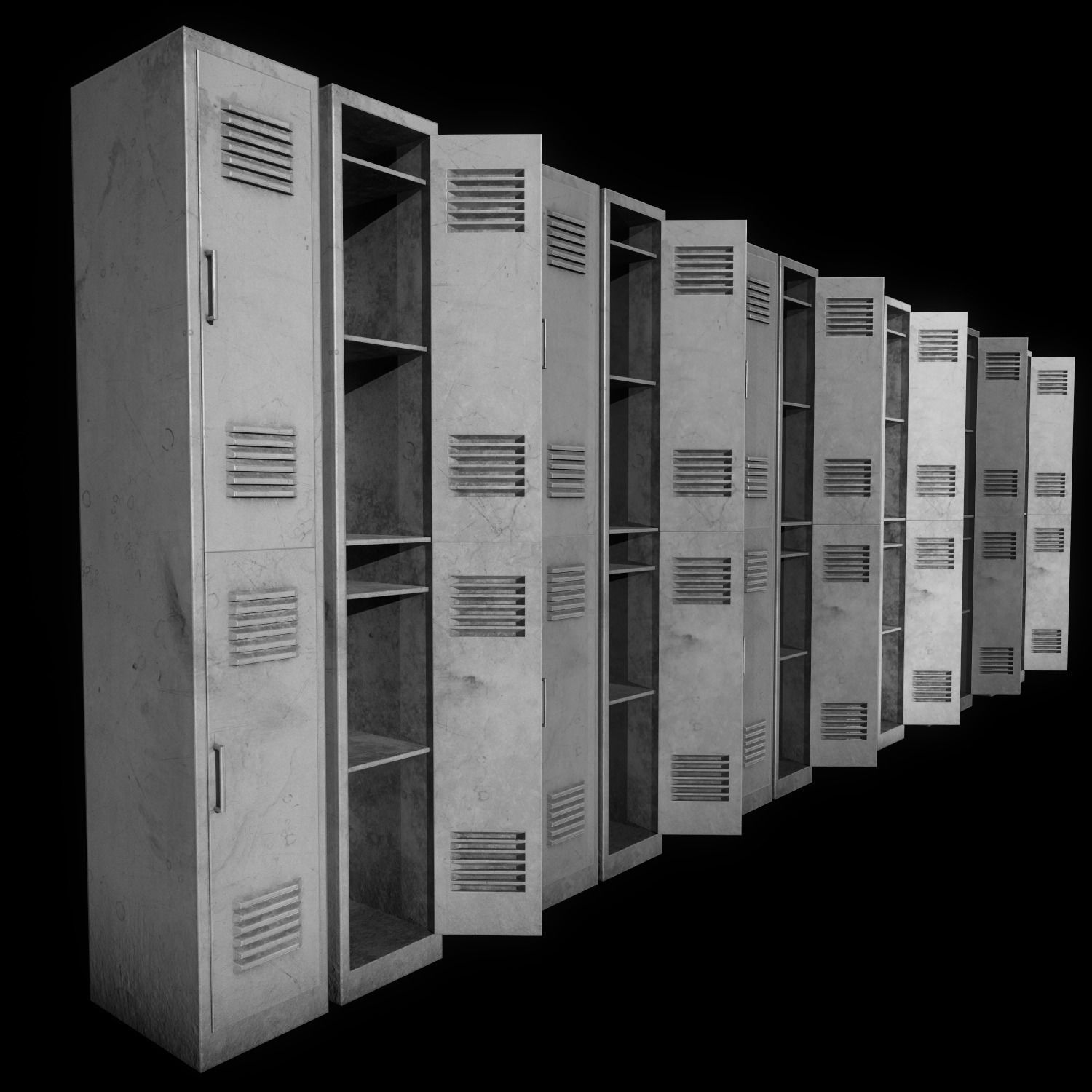 Old School Lockers  Low-poly 3D model_3