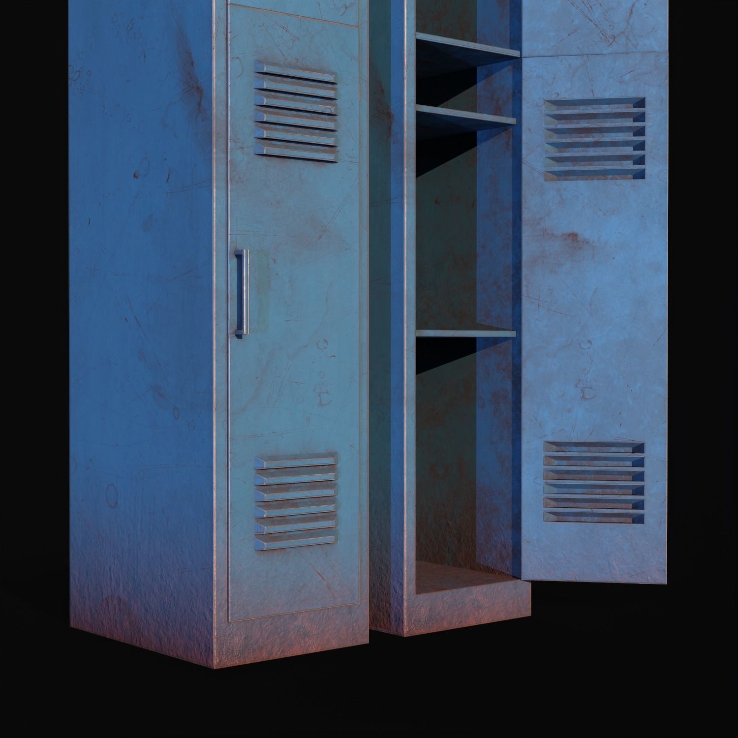 Old School Lockers  Low-poly 3D model_11