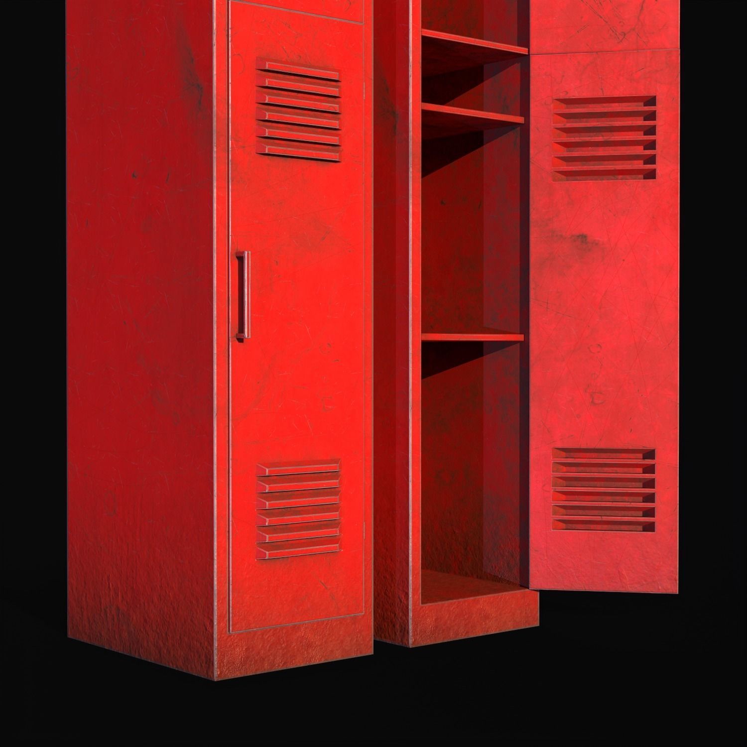 Old School Lockers  Low-poly 3D model_7