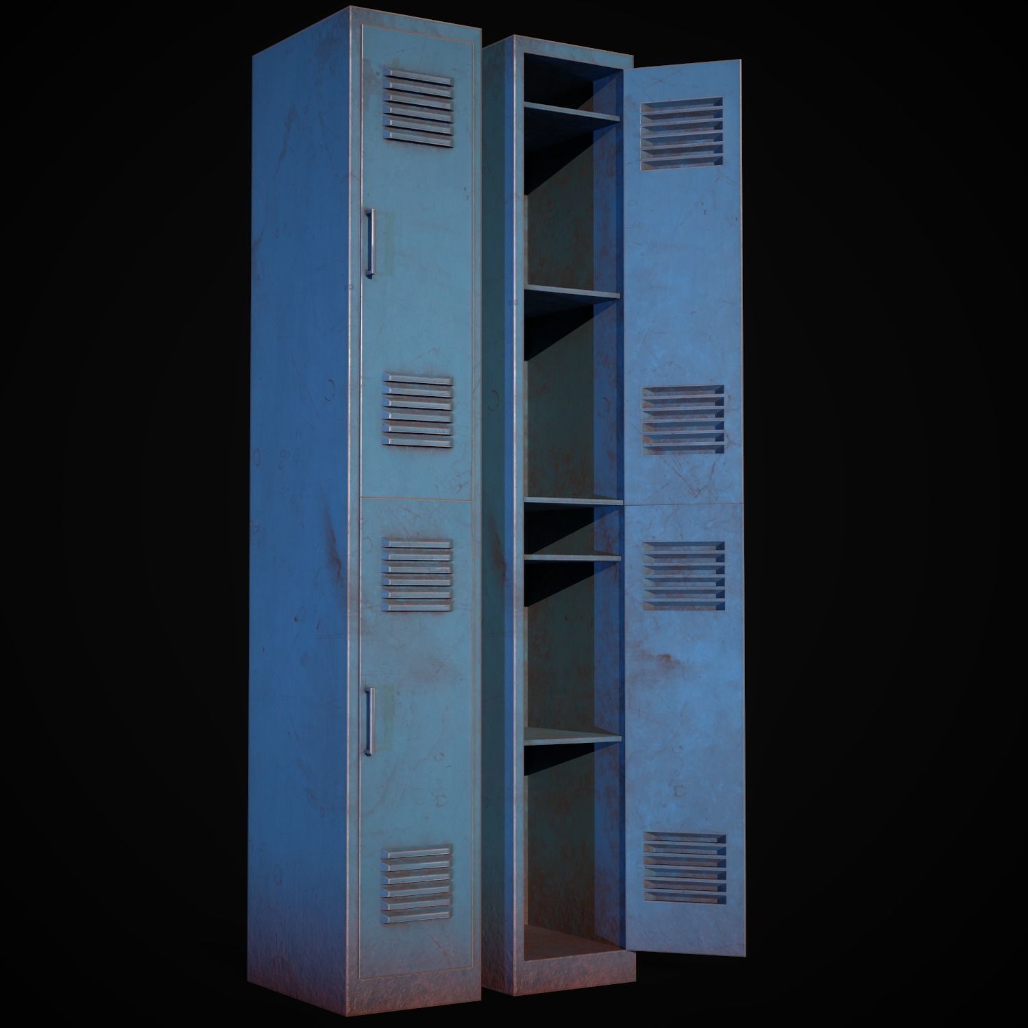 Old School Lockers  Low-poly 3D model_9