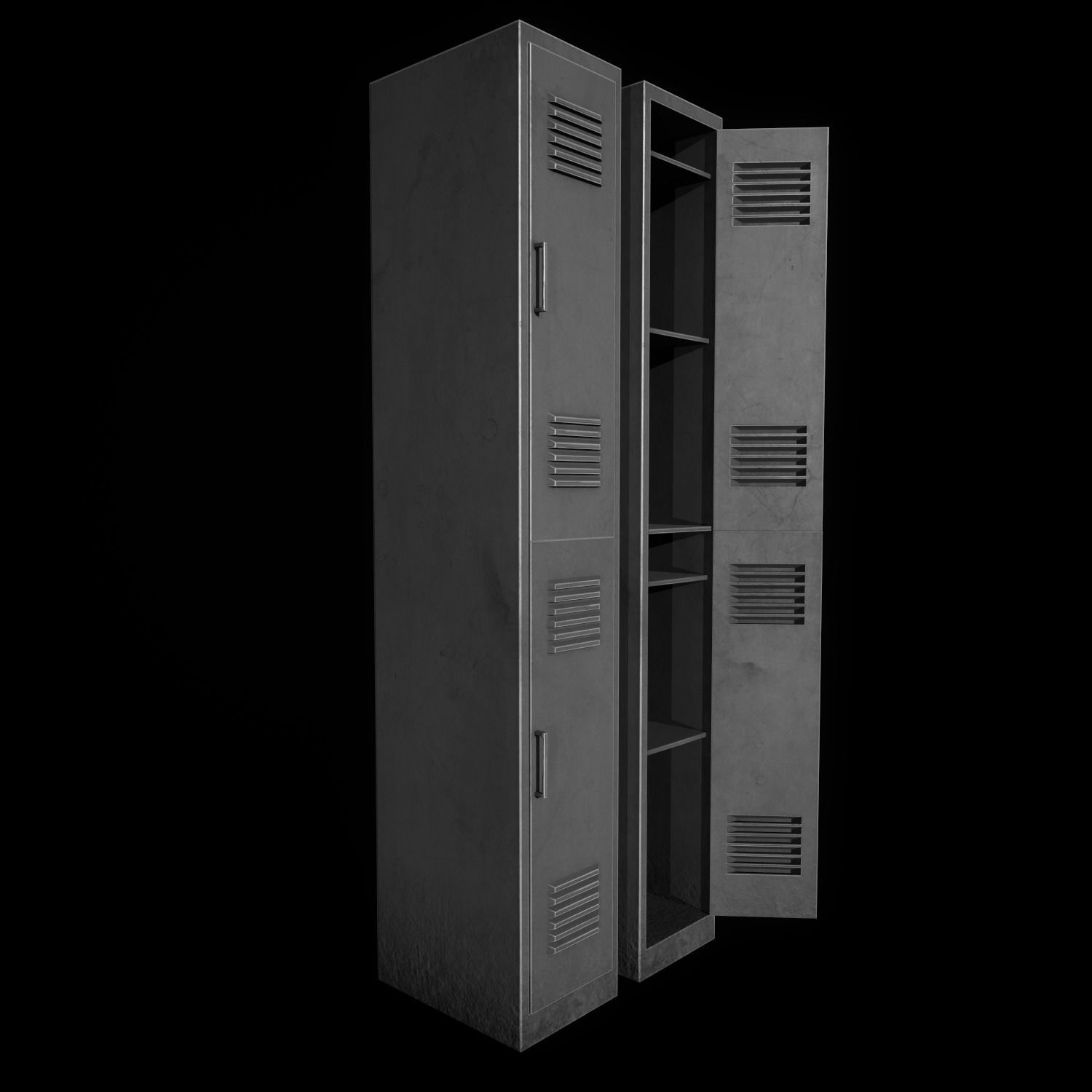 Old School Lockers  Low-poly 3D model_4