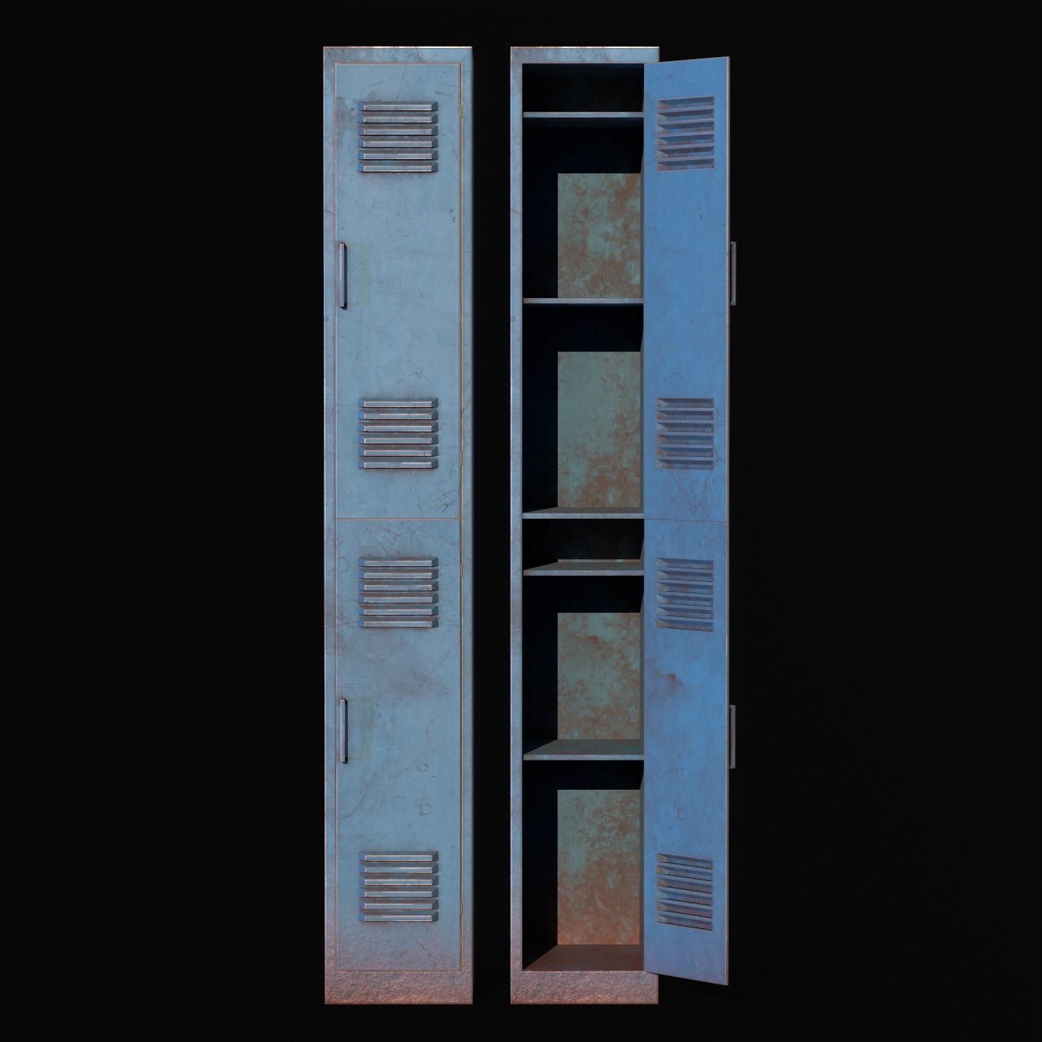 Old School Lockers  Low-poly 3D model_10