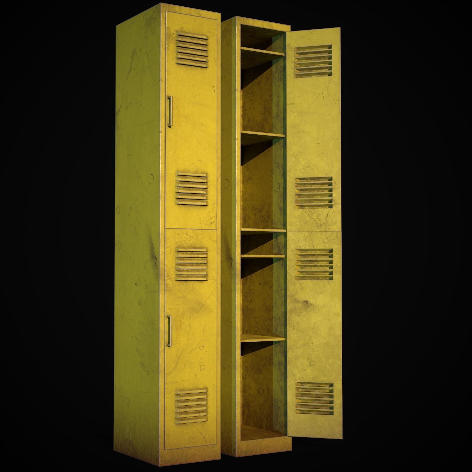 Old School Lockers  Low-poly 3D model_16