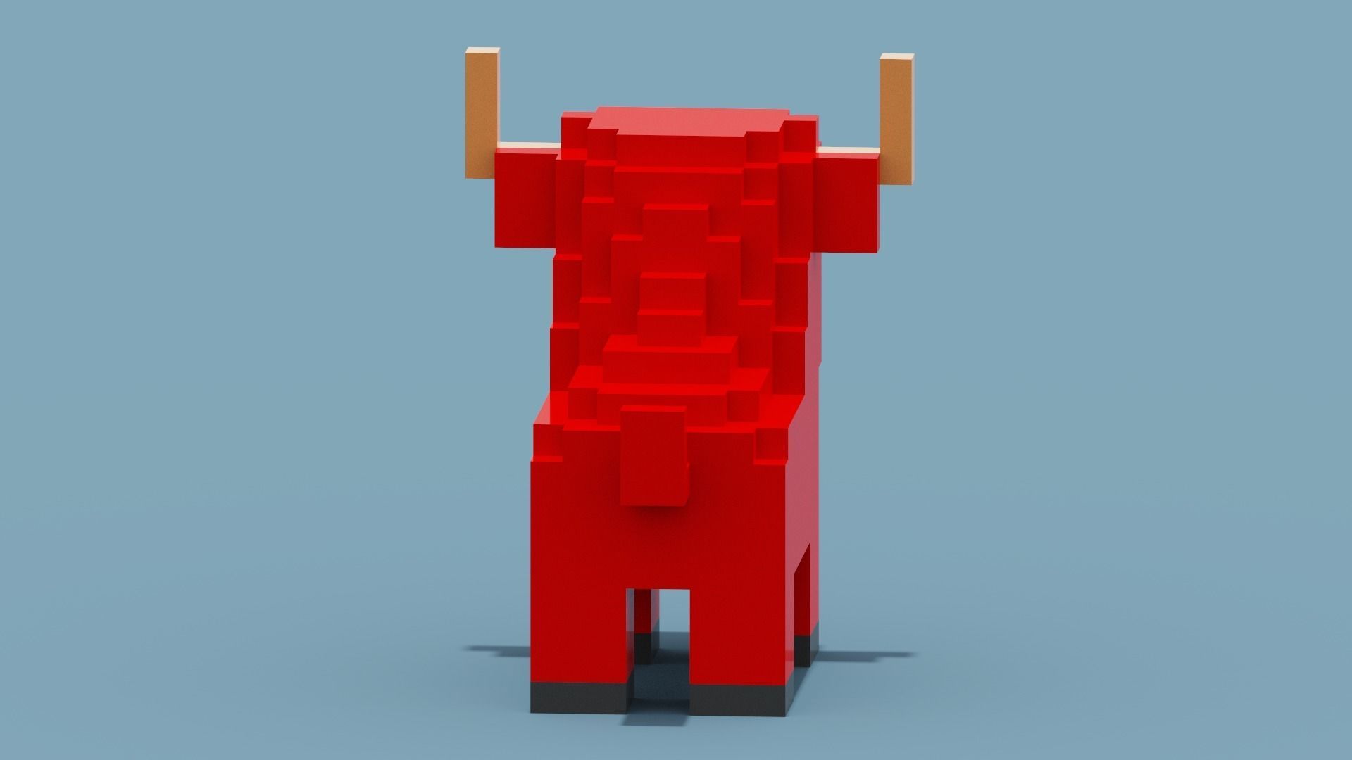 Voxel Bull Low-poly 3D model_12