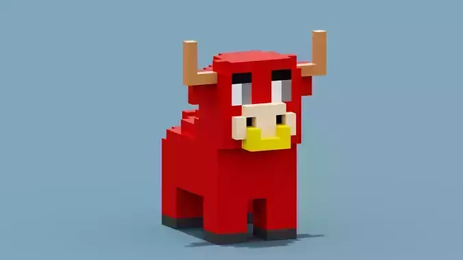 Voxel Bull Low-poly 3D model