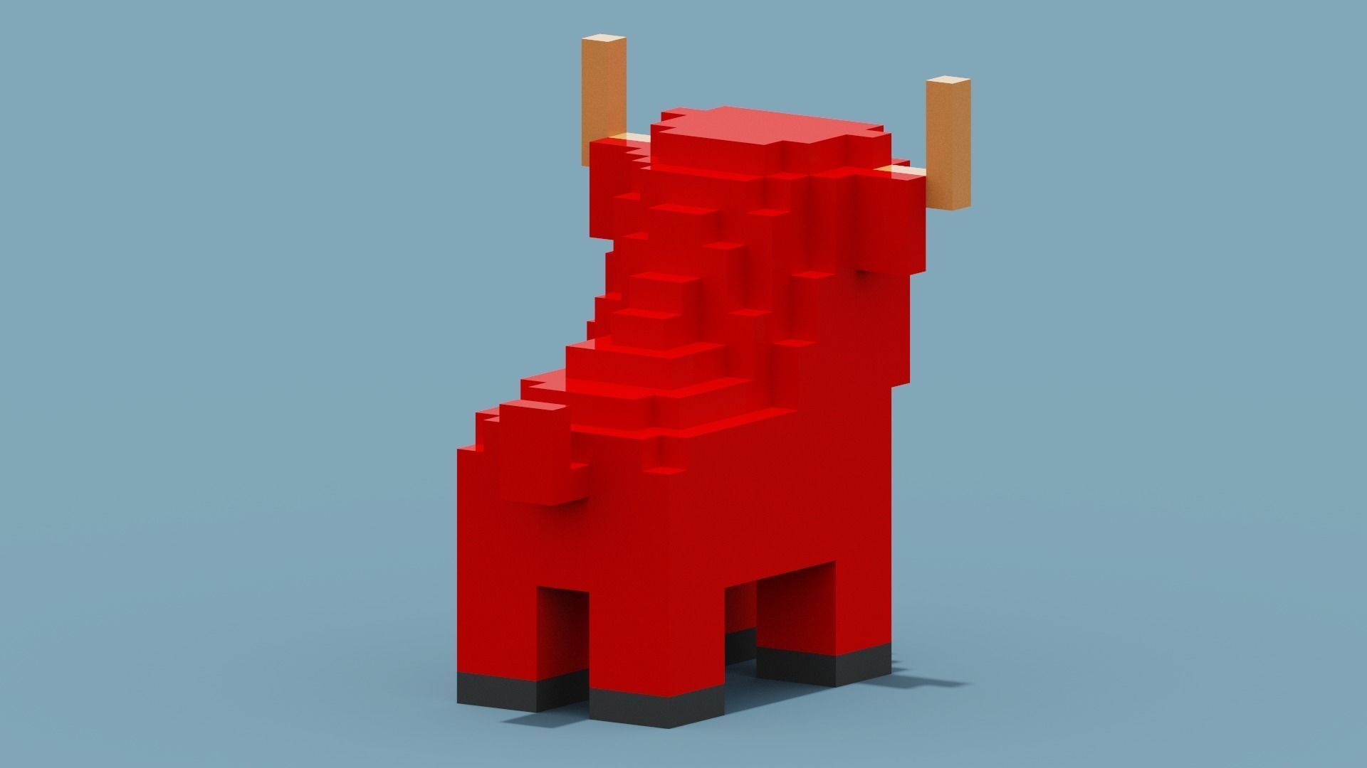 Voxel Bull Low-poly 3D model_13