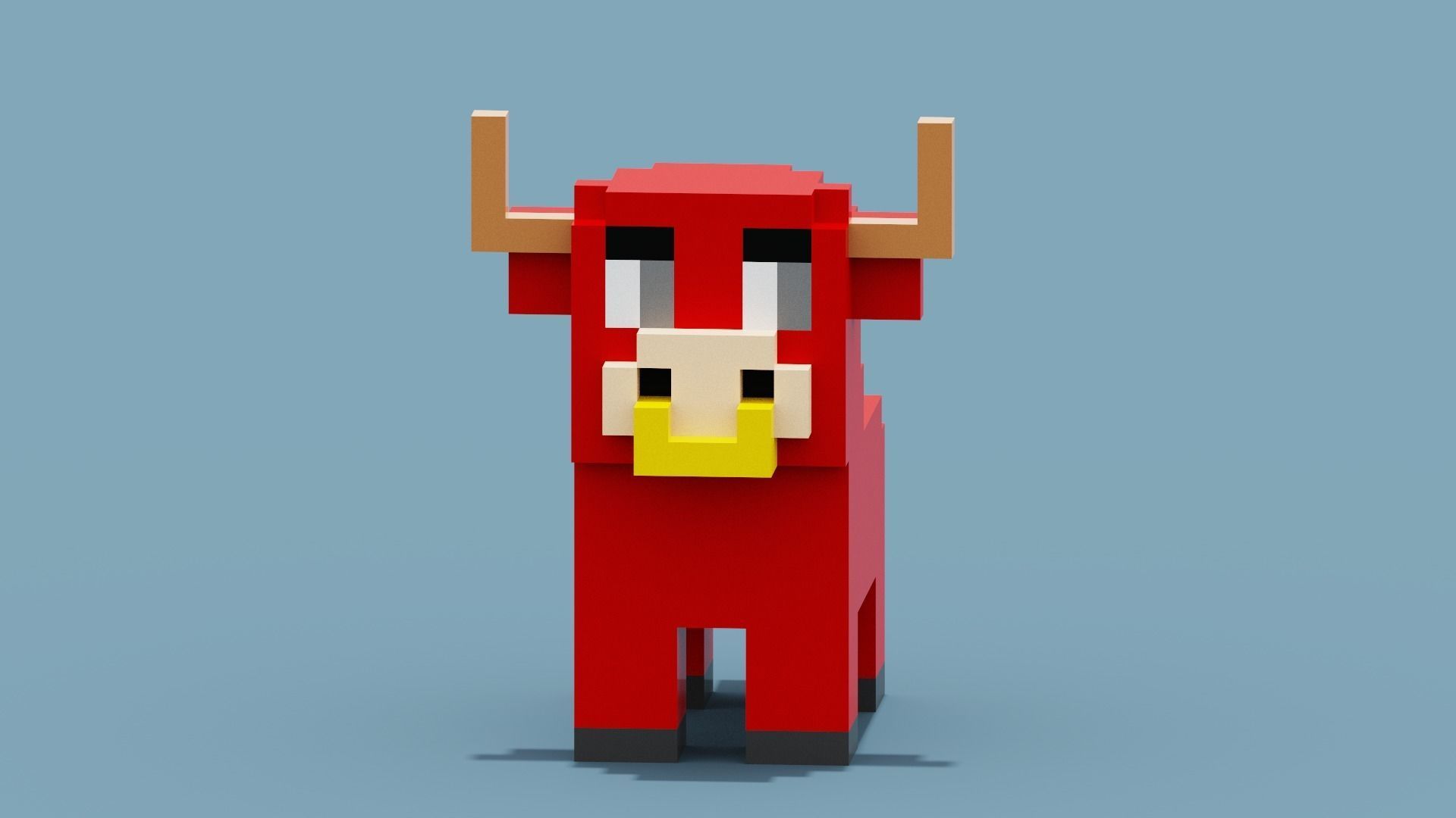 Voxel Bull Low-poly 3D model_1
