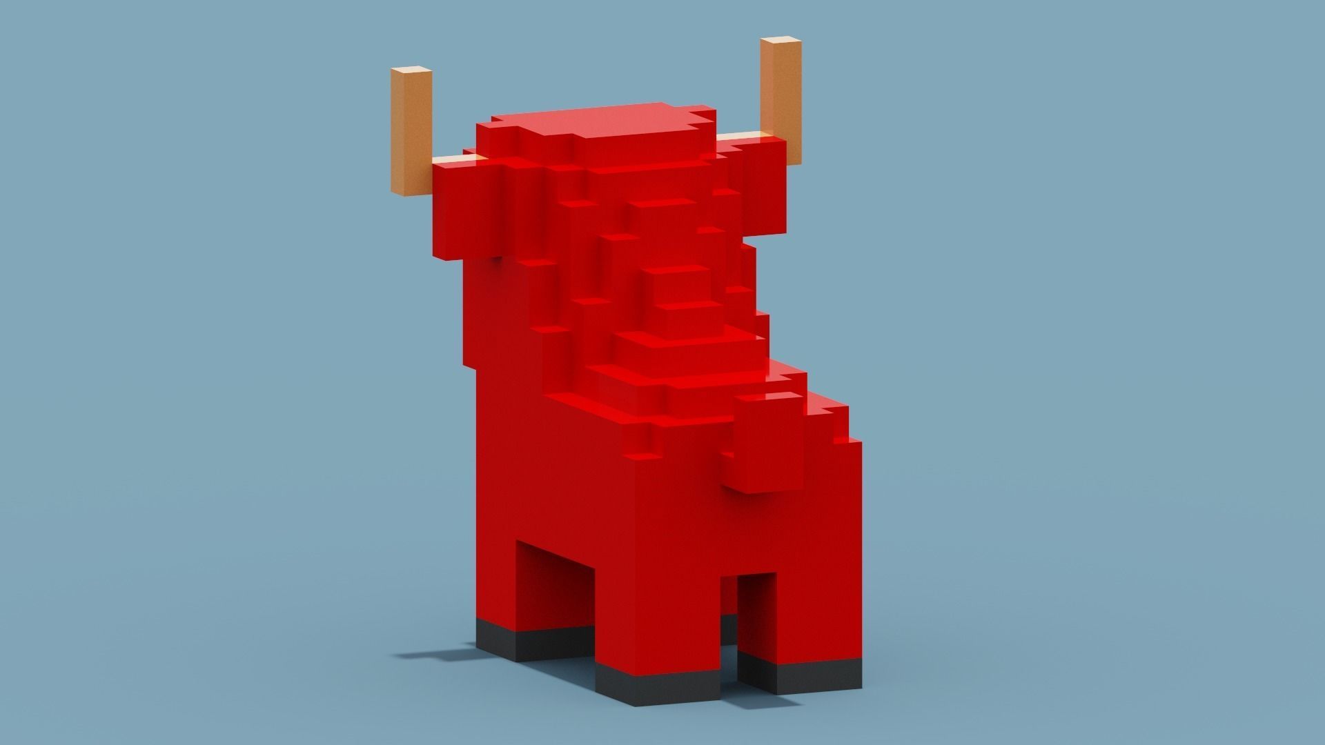 Voxel Bull Low-poly 3D model_6
