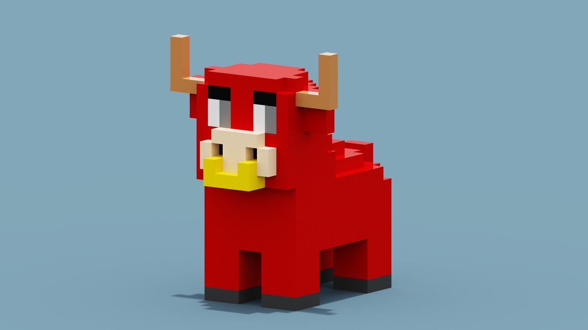 Voxel Bull Low-poly 3D model_2