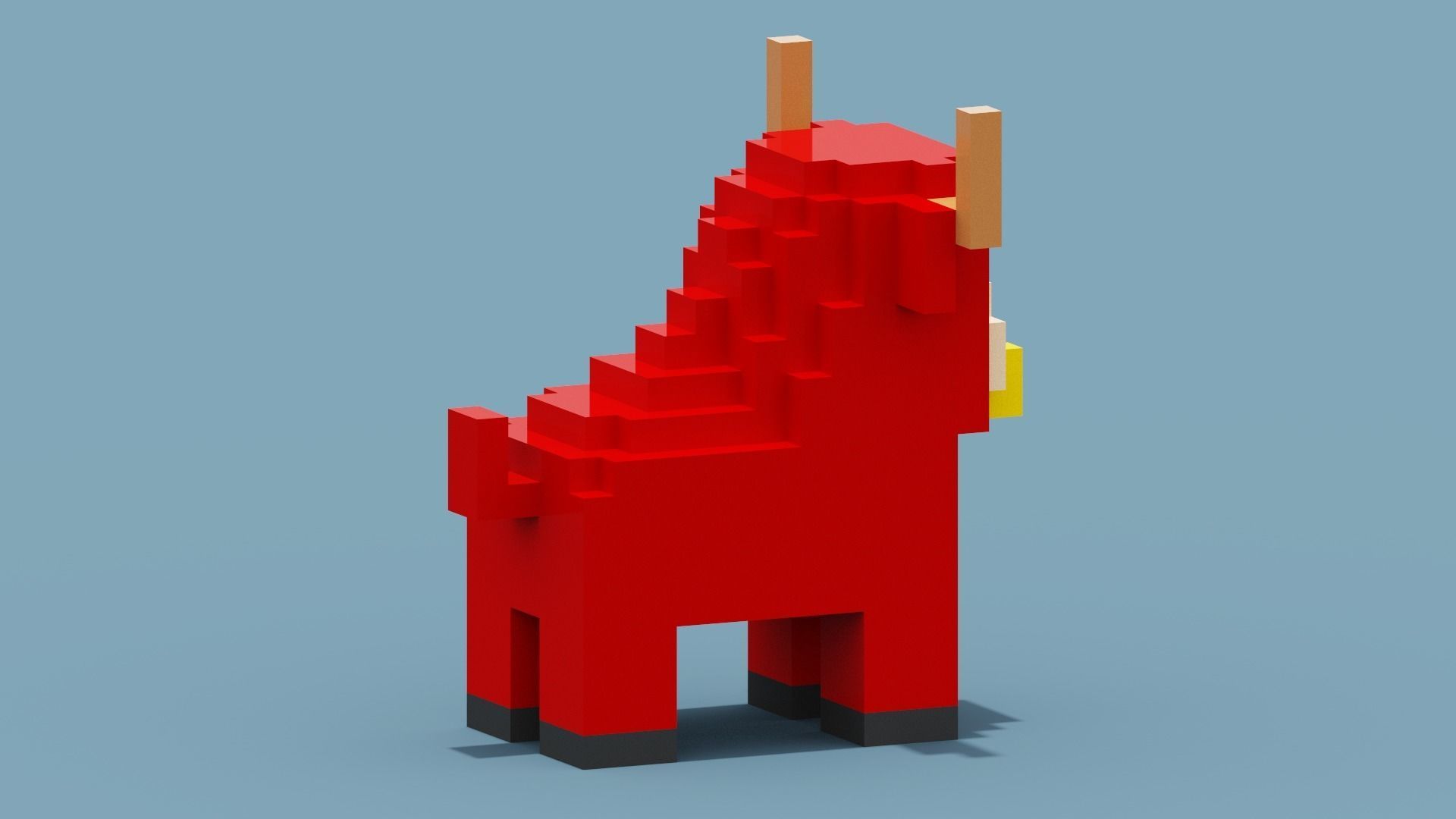 Voxel Bull Low-poly 3D model_9