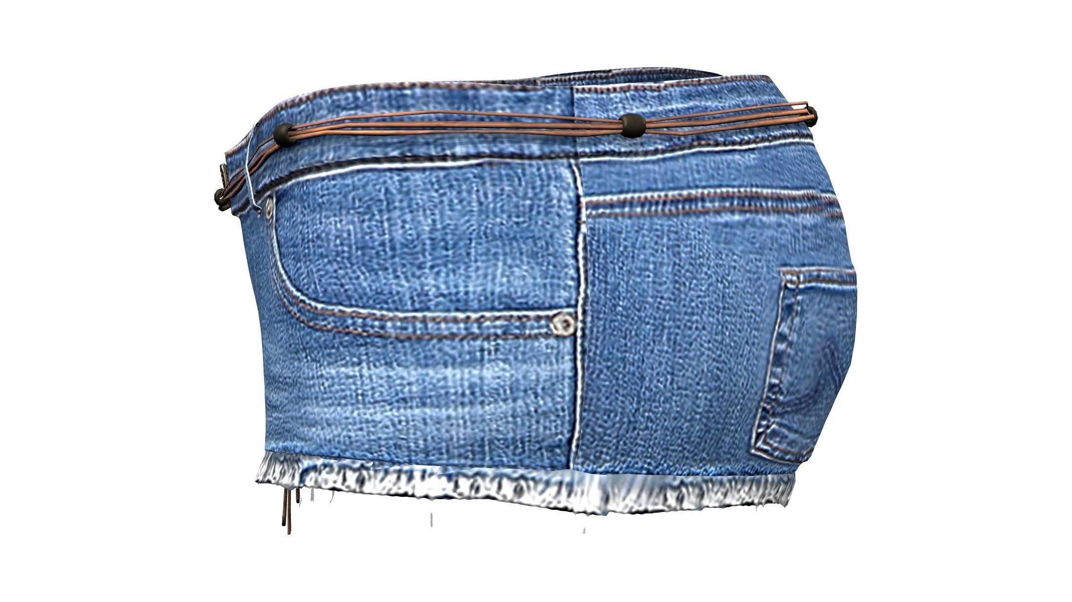 Mini Shorts With Cords Belt Low-poly 3D model_3