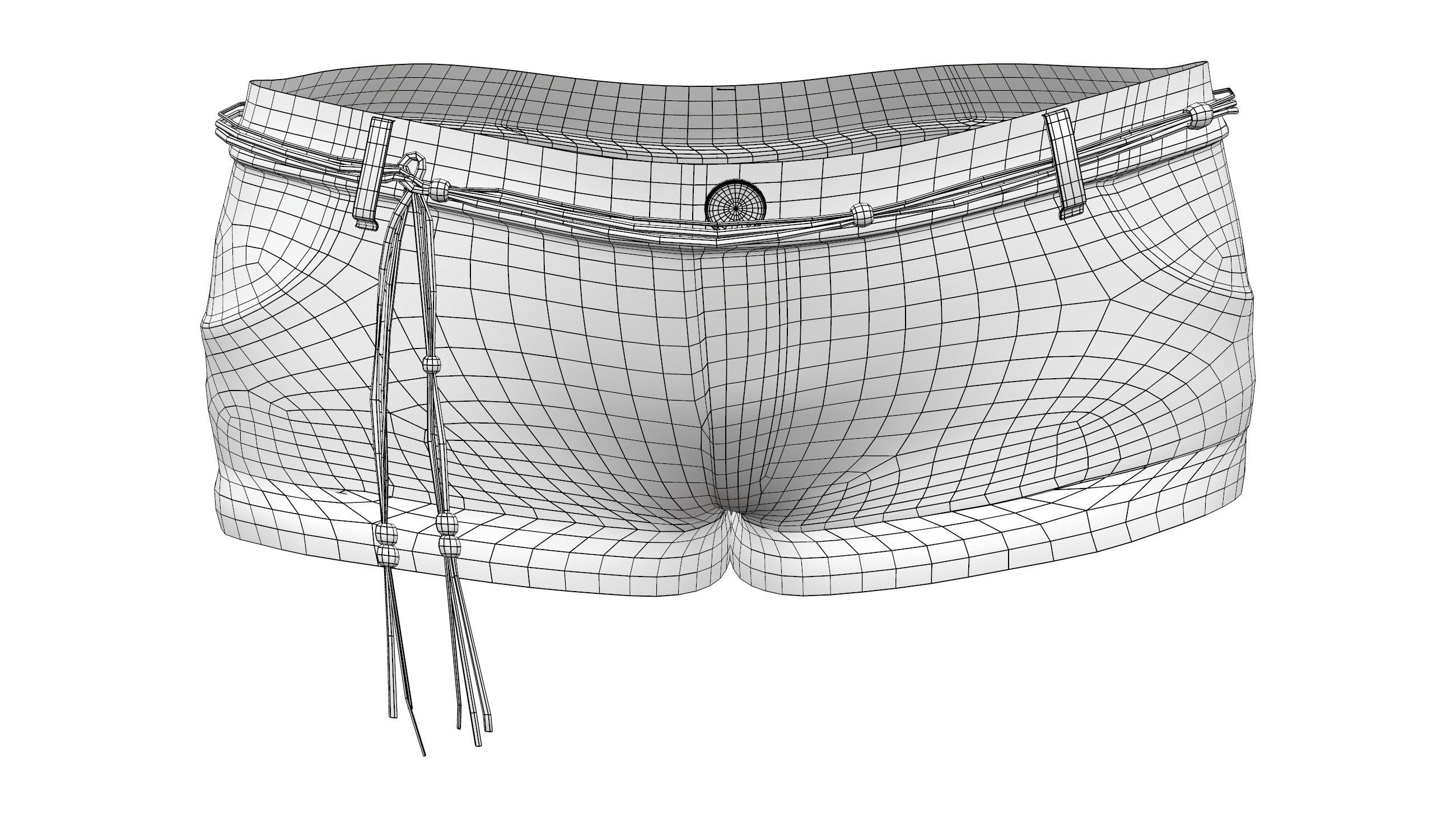 Mini Shorts With Cords Belt Low-poly 3D model_6