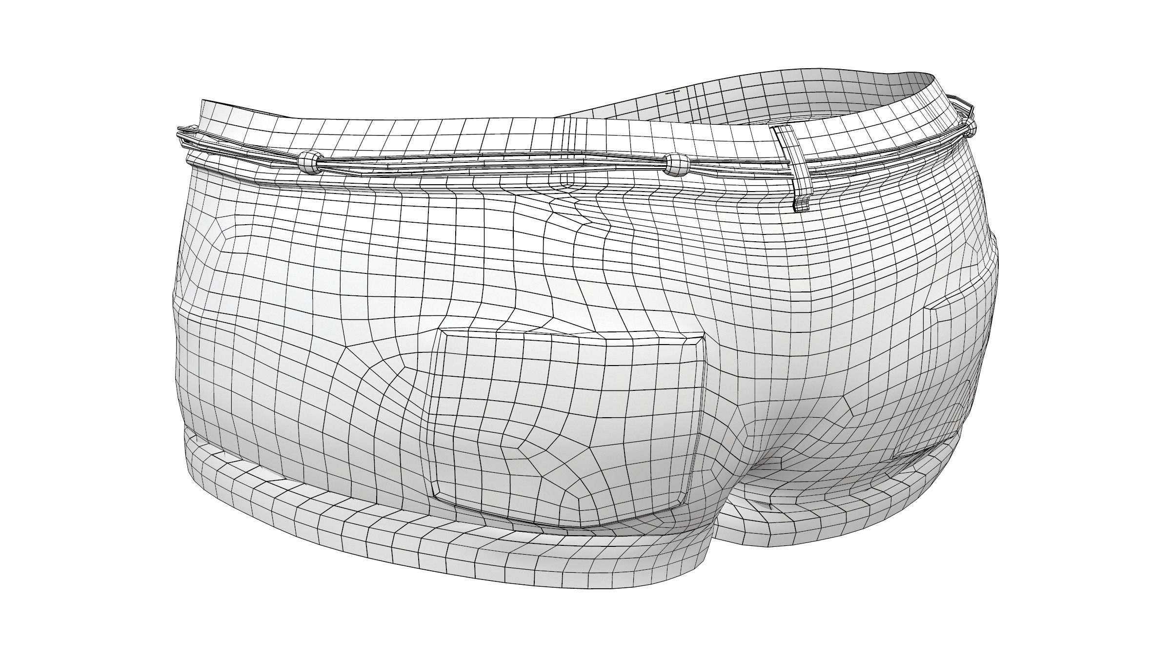 Mini Shorts With Cords Belt Low-poly 3D model_7