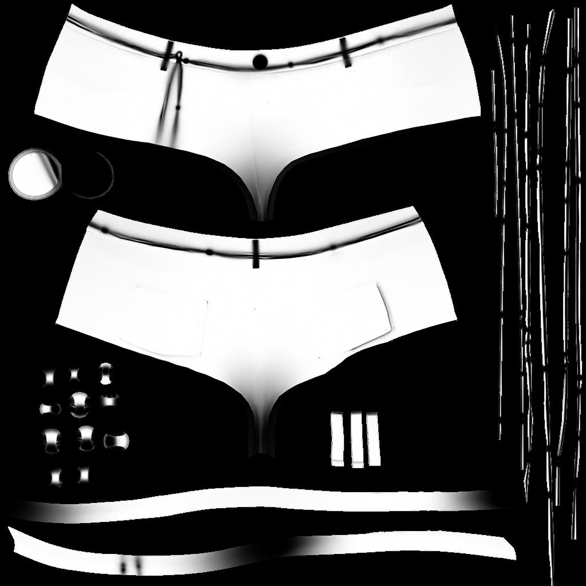 Mini Shorts With Cords Belt Low-poly 3D model_12