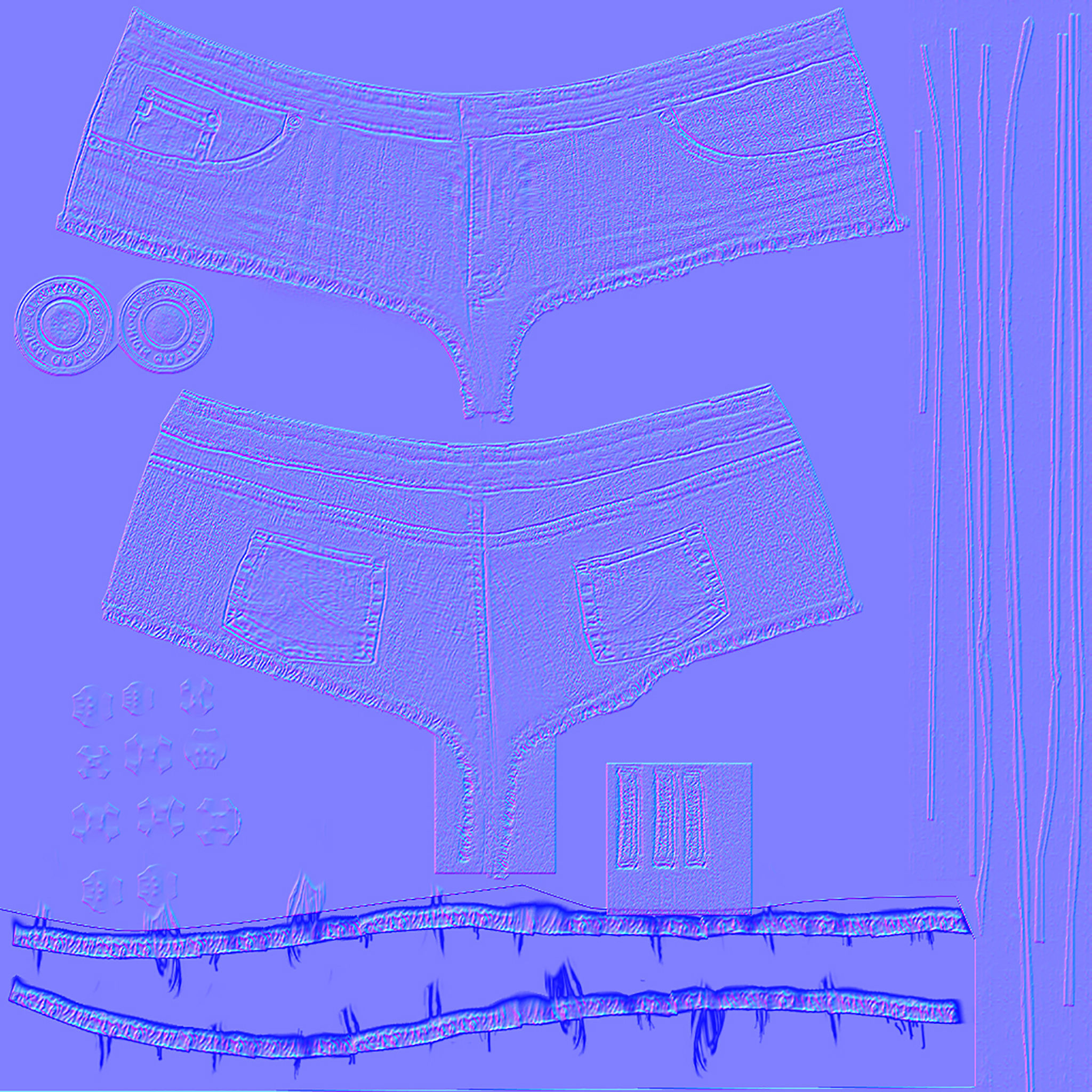 Mini Shorts With Cords Belt Low-poly 3D model_10