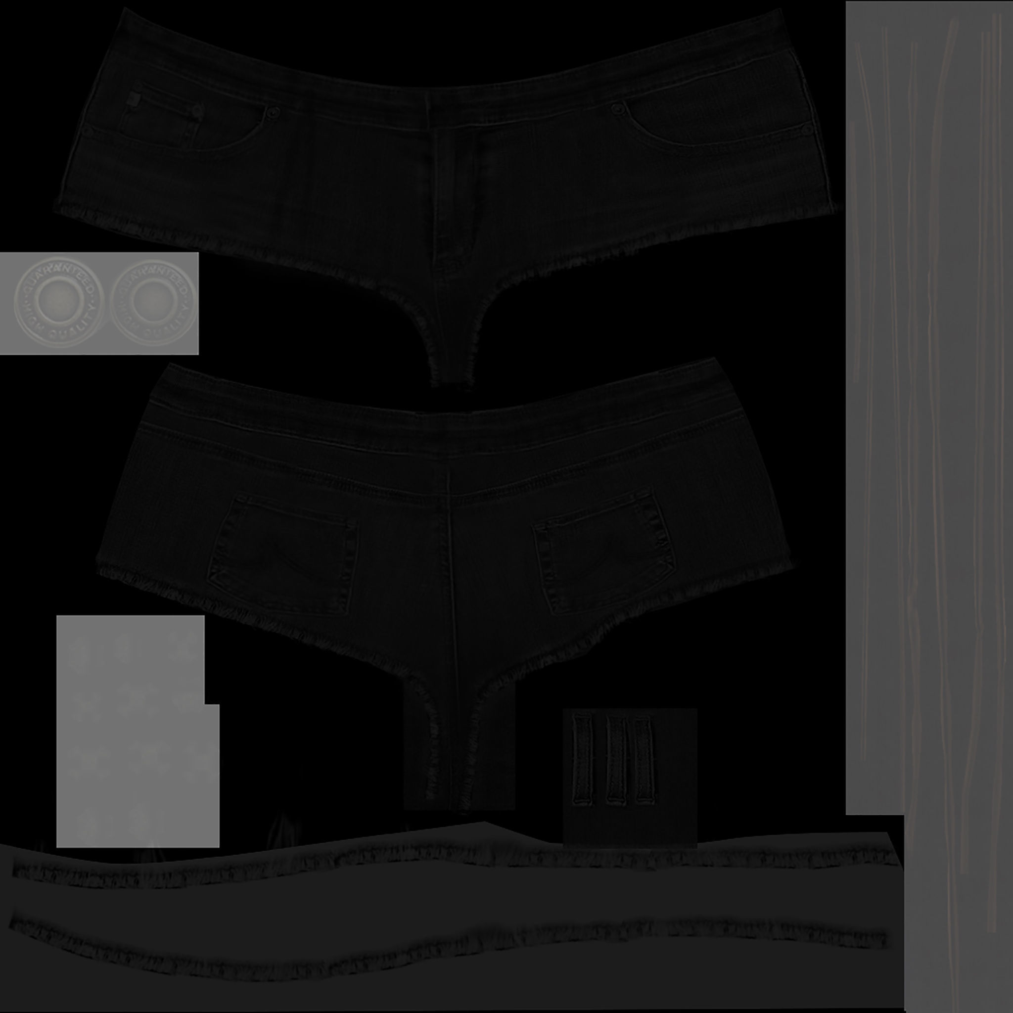 Mini Shorts With Cords Belt Low-poly 3D model_11