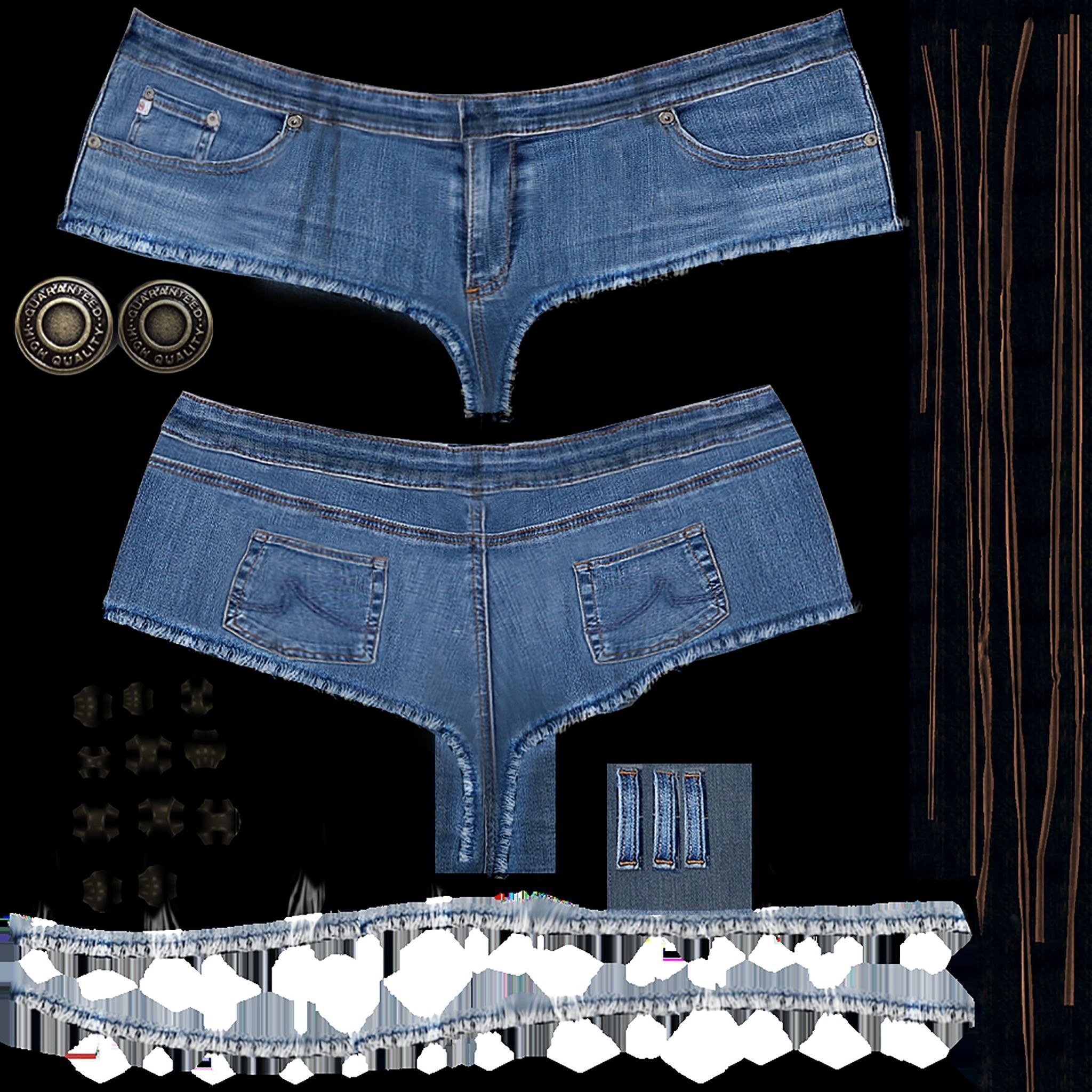 Mini Shorts With Cords Belt Low-poly 3D model_9