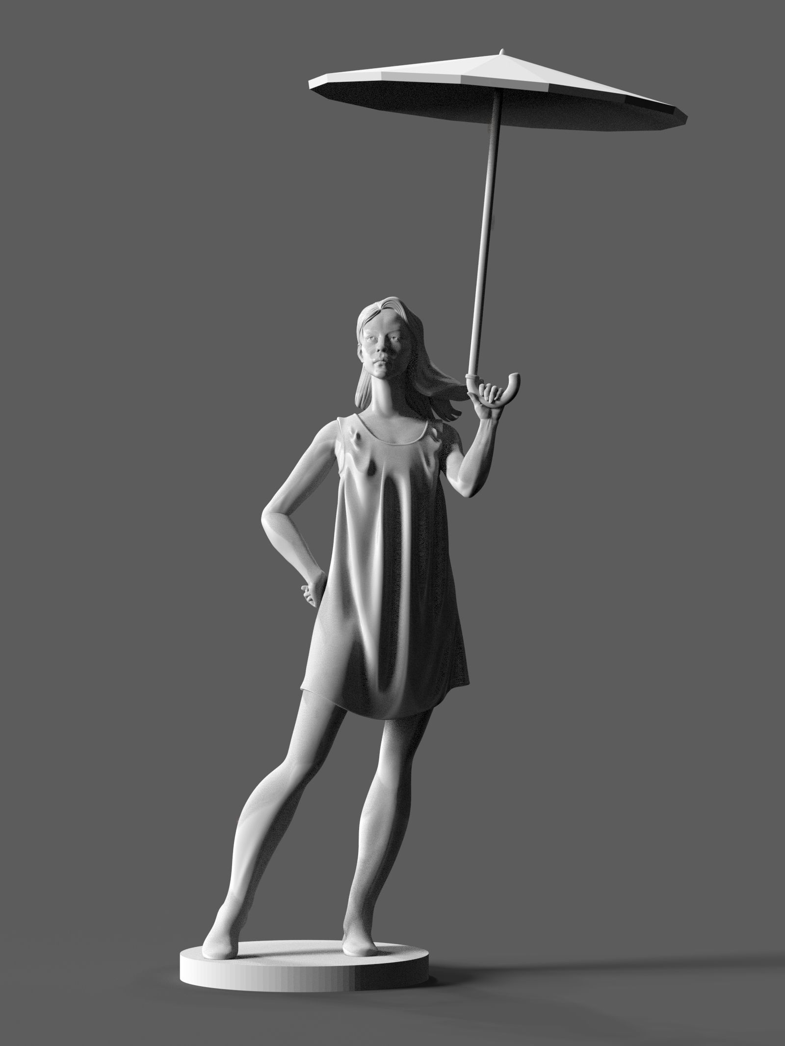 Girl with an umbrella 3D print model_4