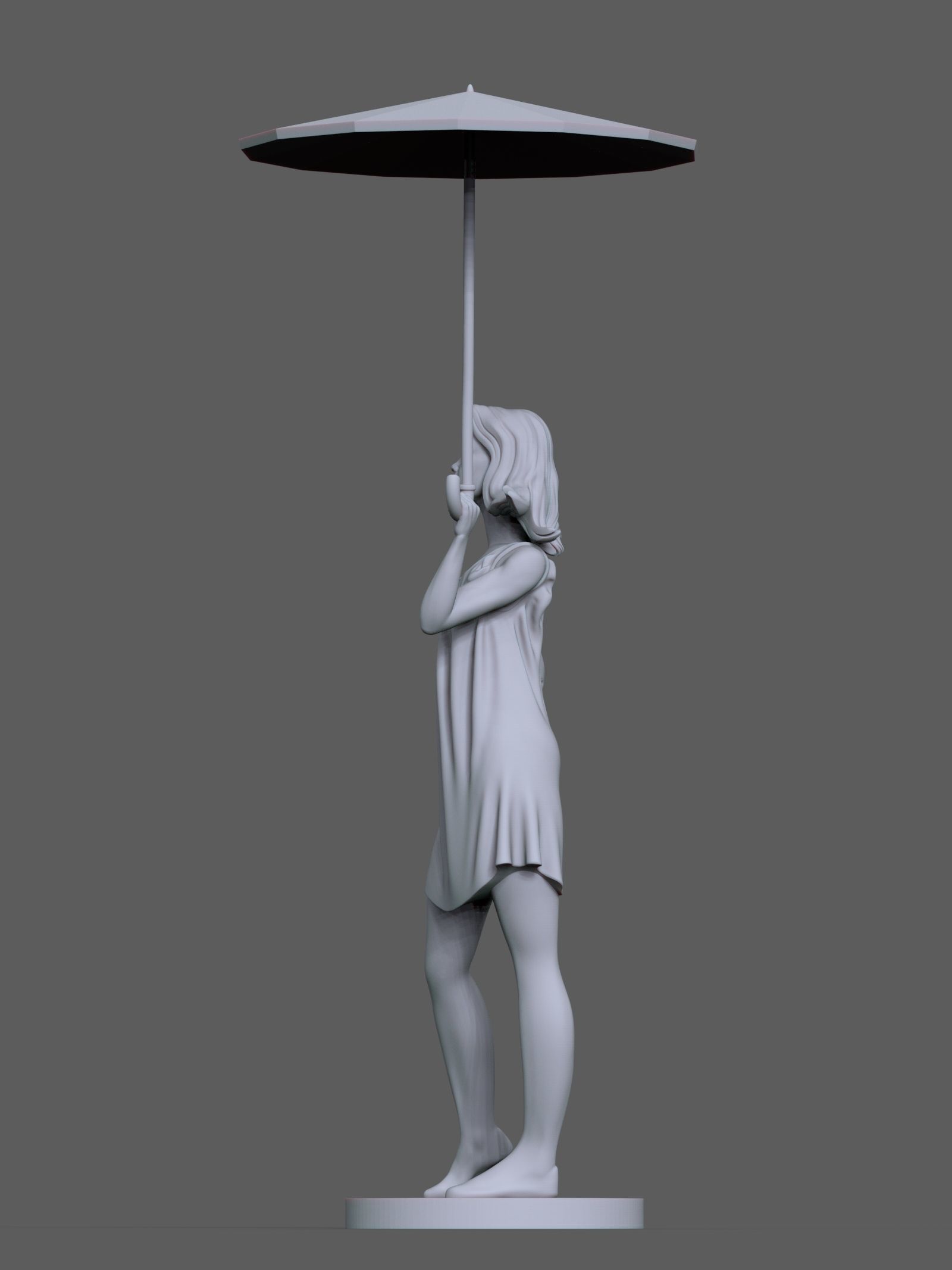 Girl with an umbrella 3D print model_2