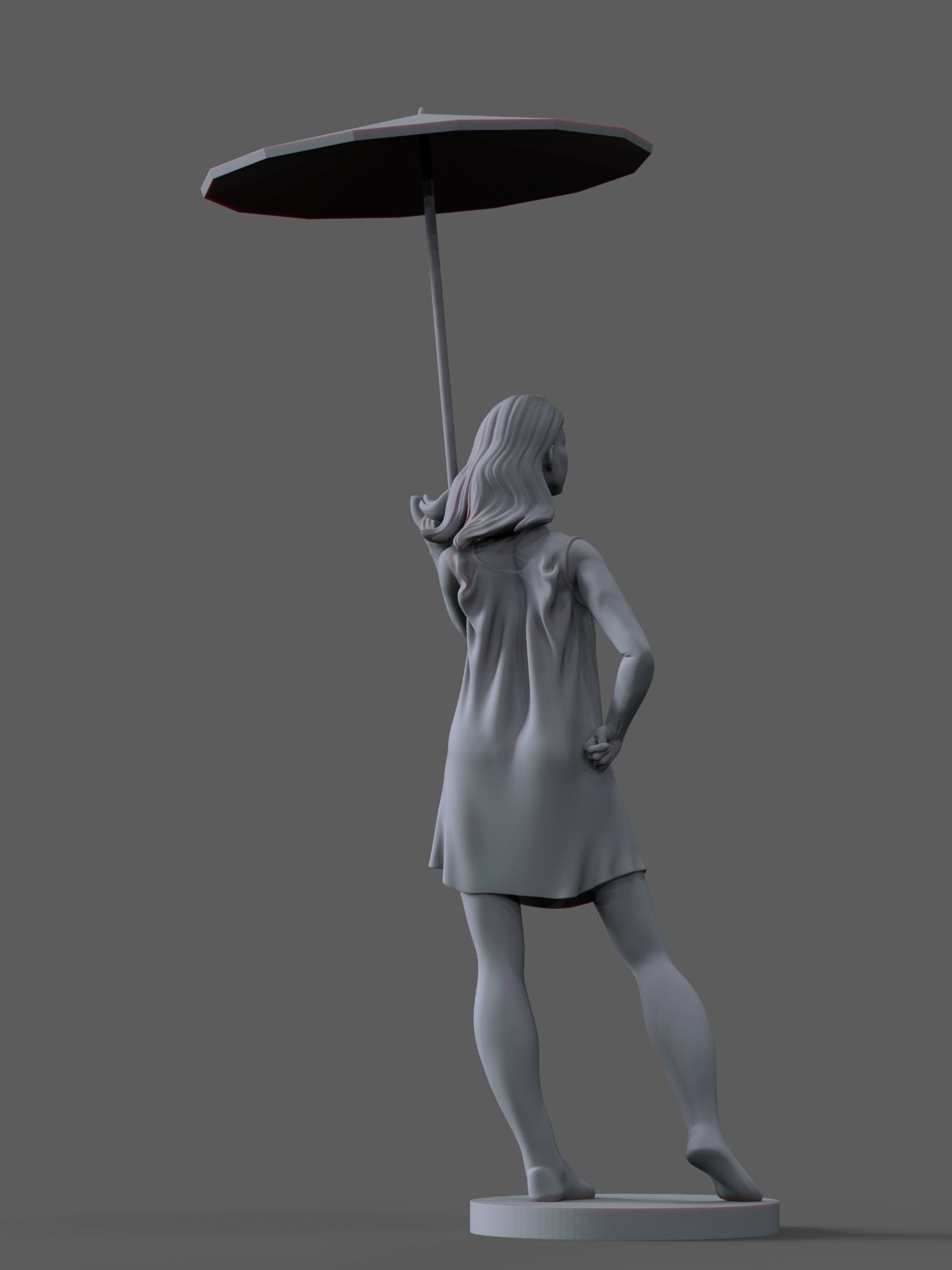 Girl with an umbrella 3D print model_3