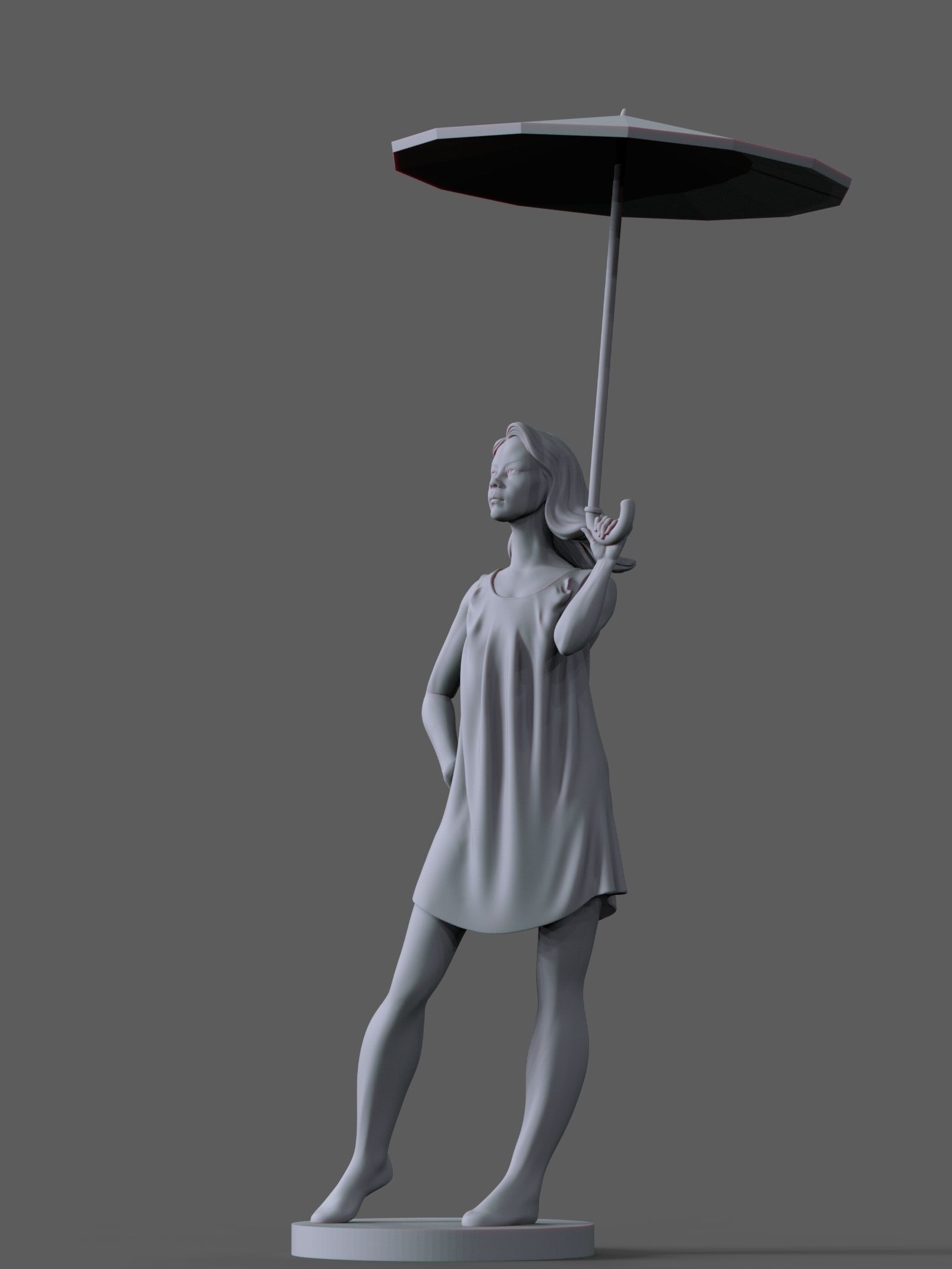 Girl with an umbrella 3D print model_1