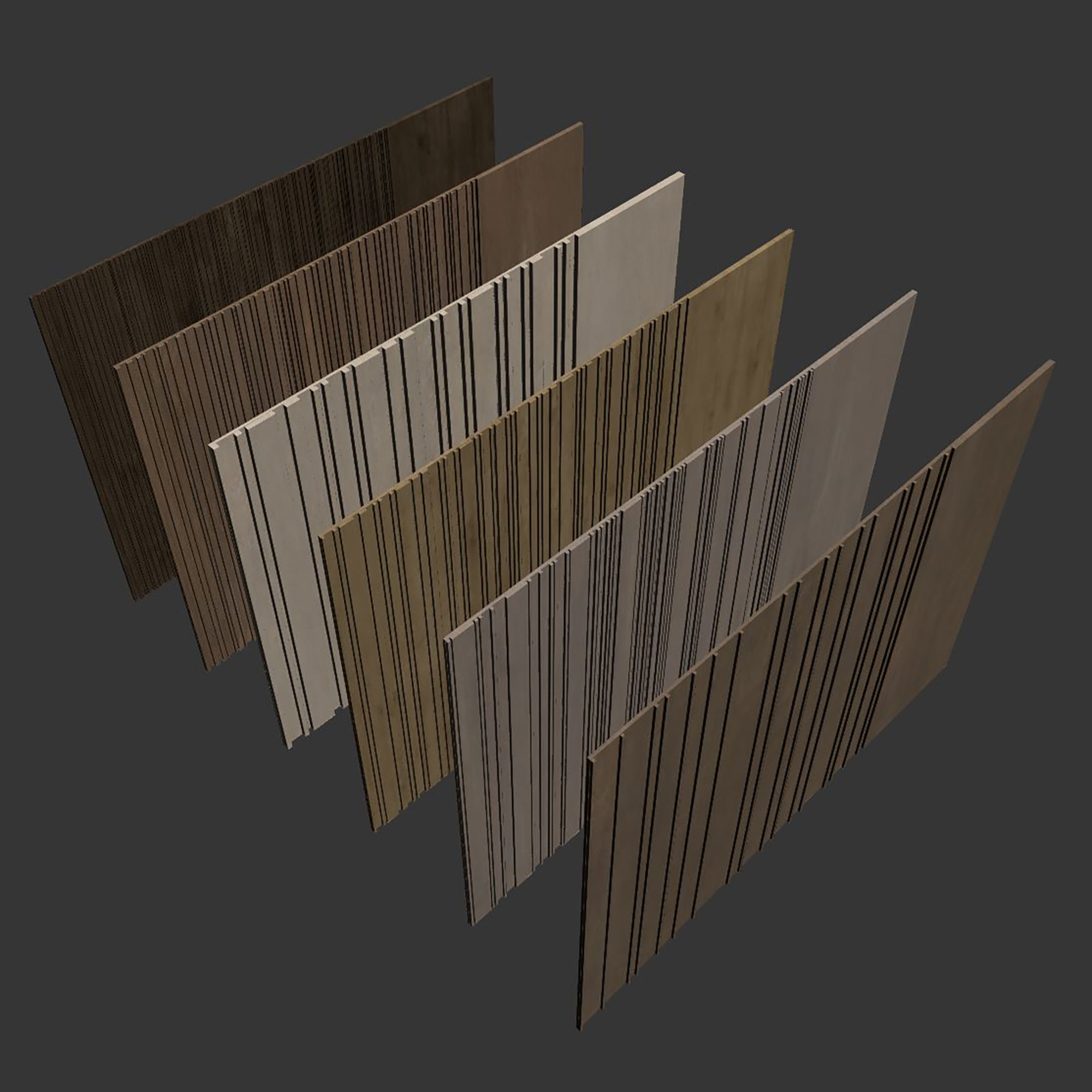 Wood panel set v03 3D model_7