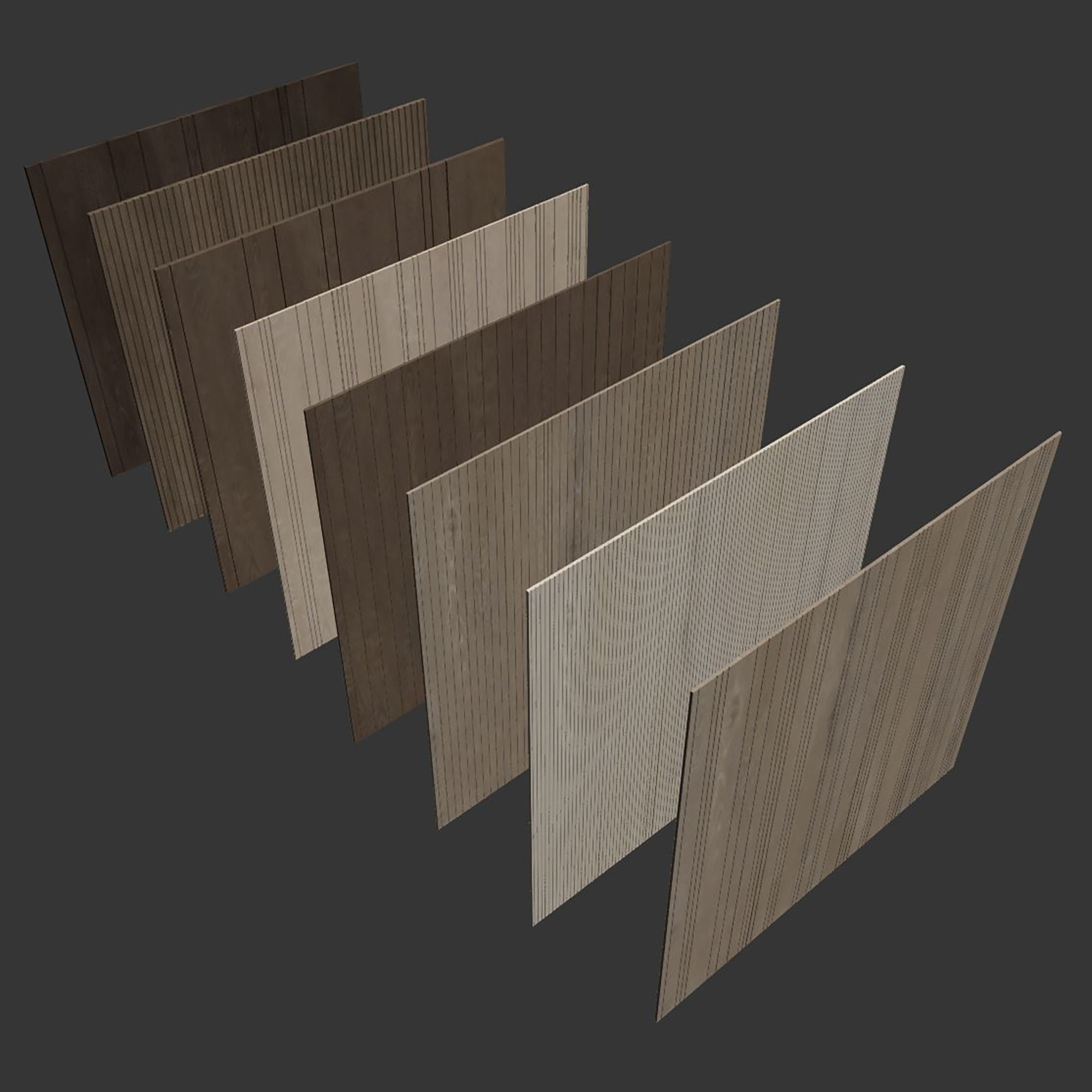 Wood panel set v04 3D model_7