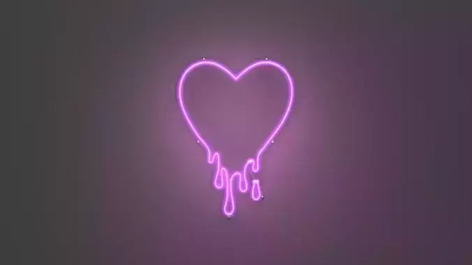 Melting Heart - Neon Sign 3D model