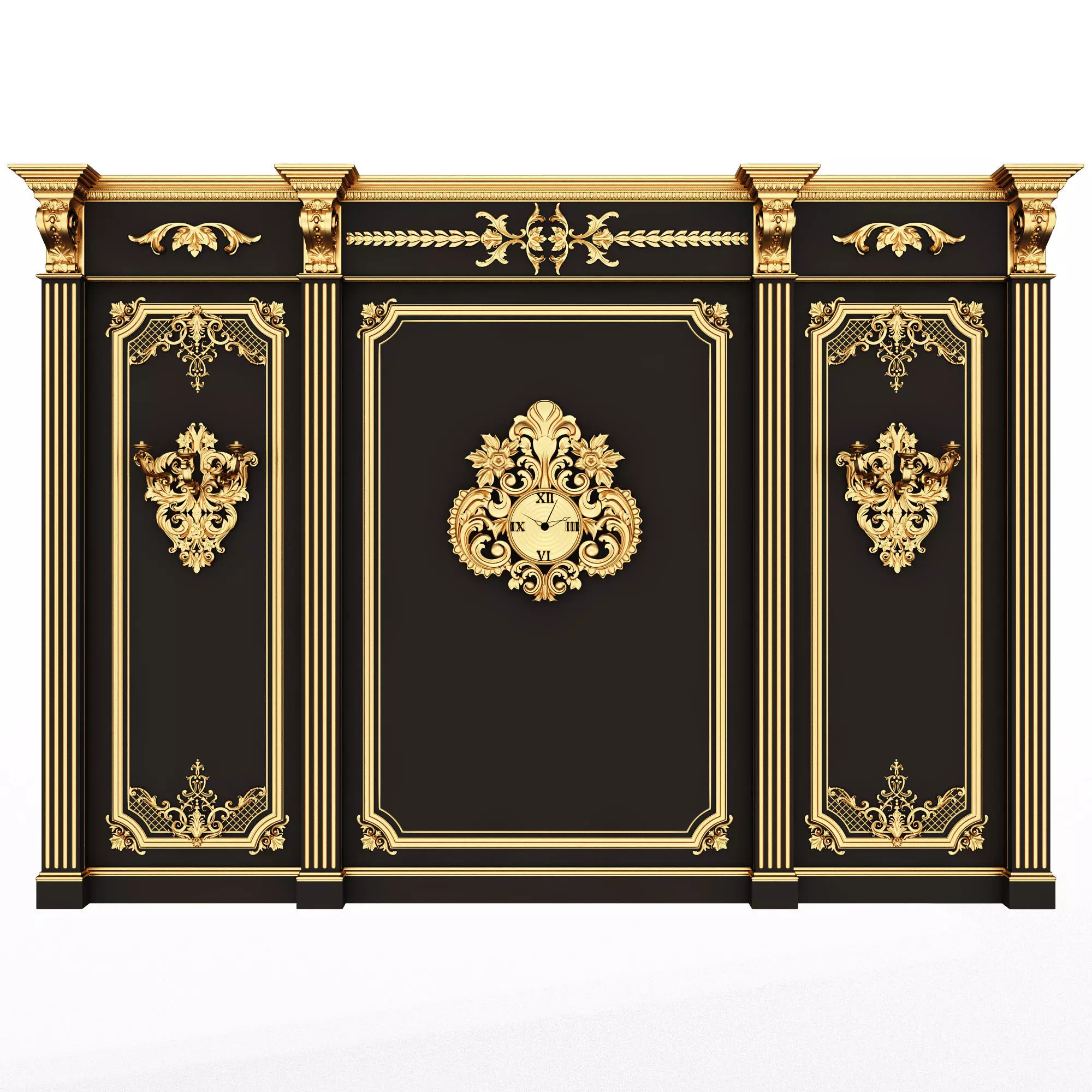 Boiserie Classic Panels and Decorative Crafts Wood 01 Low-poly 3D model