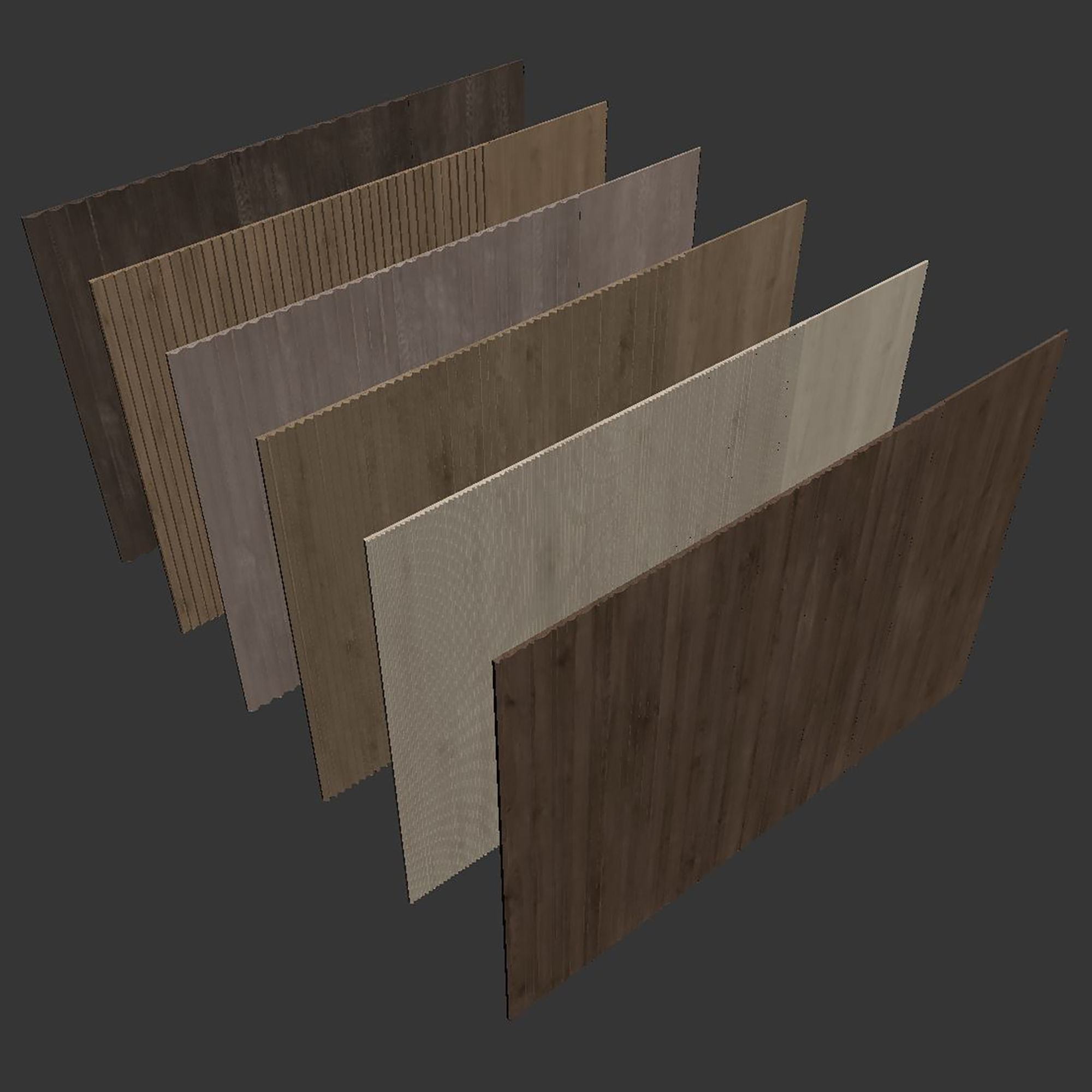Wood panel set v05 3D model_7