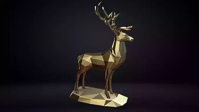 Poly Deer Sculpture