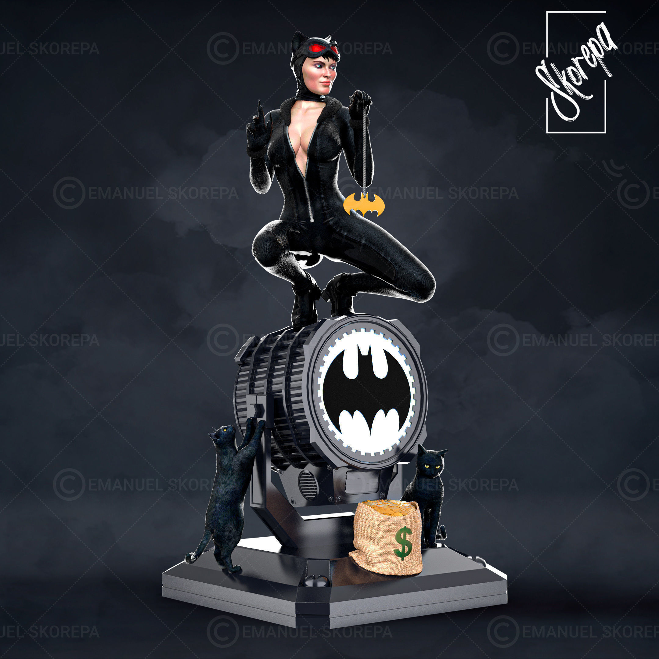 CATWOMAN on barrel 3D print model_2