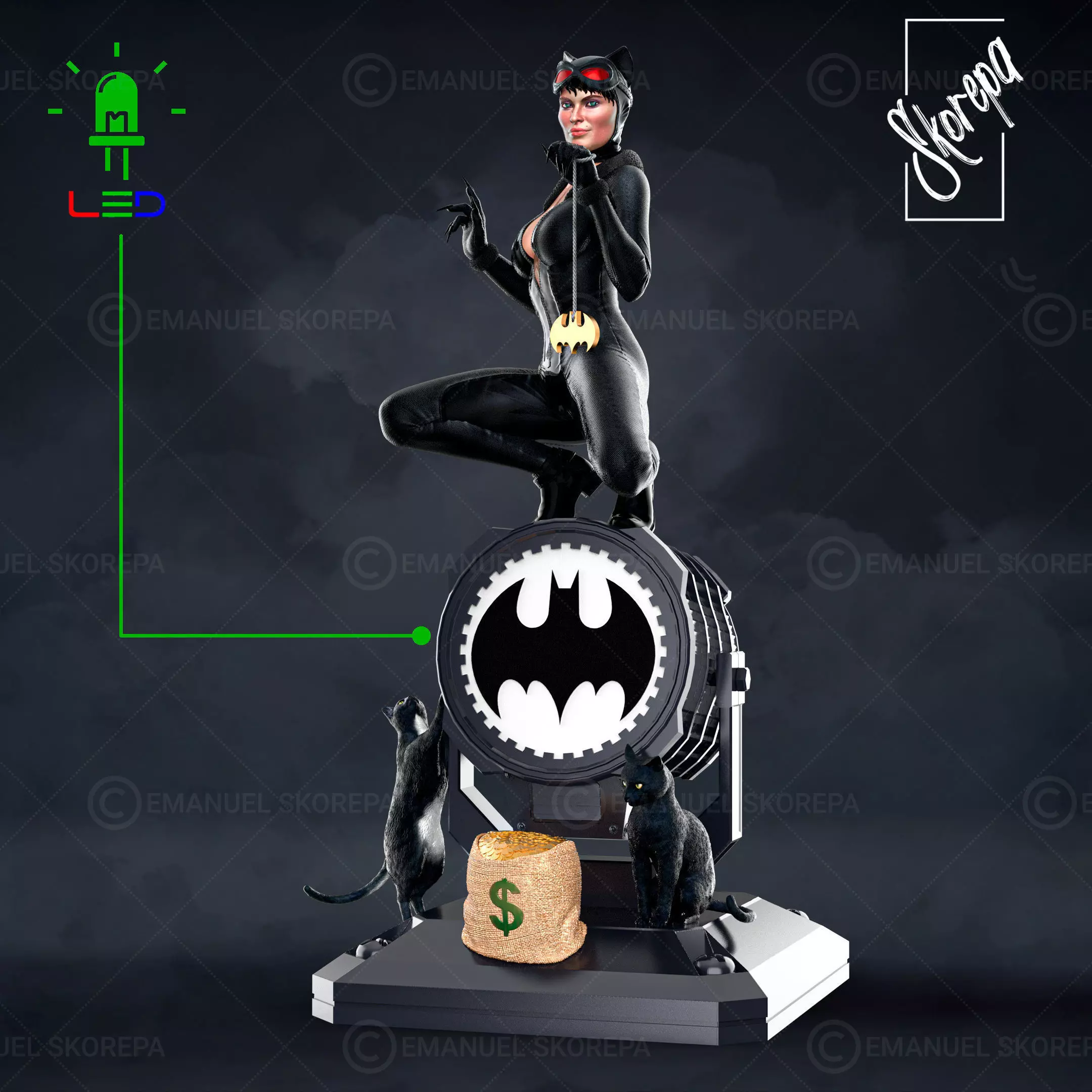 CATWOMAN on barrel 3D print model_0