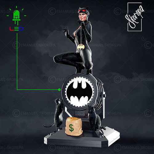 CATWOMAN on barrel 3D print model