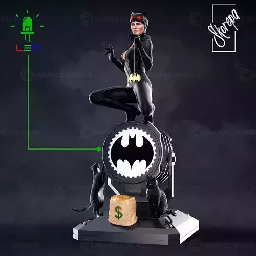 CATWOMAN on barrel 3D print model