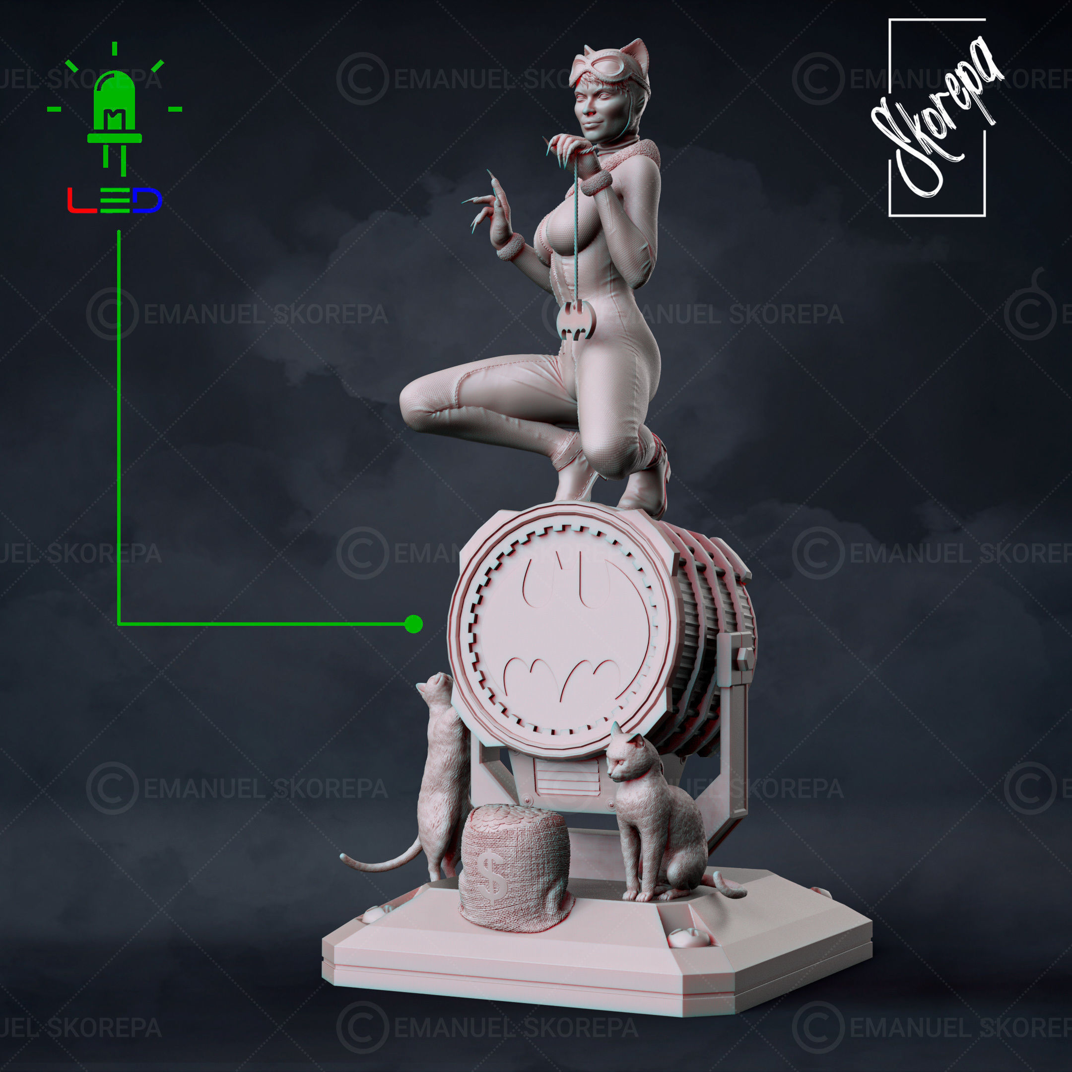 CATWOMAN on barrel 3D print model_3