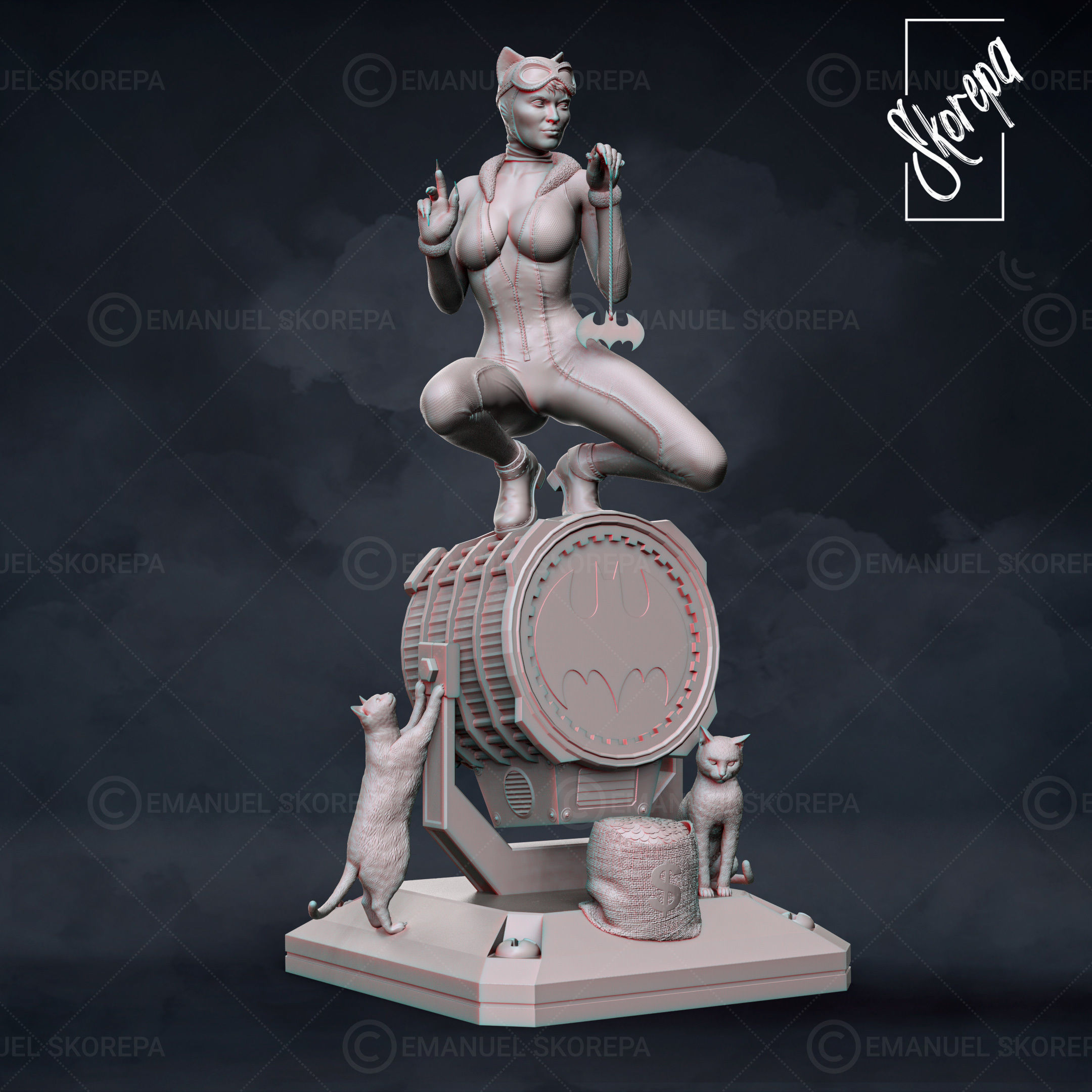 CATWOMAN on barrel 3D print model_7