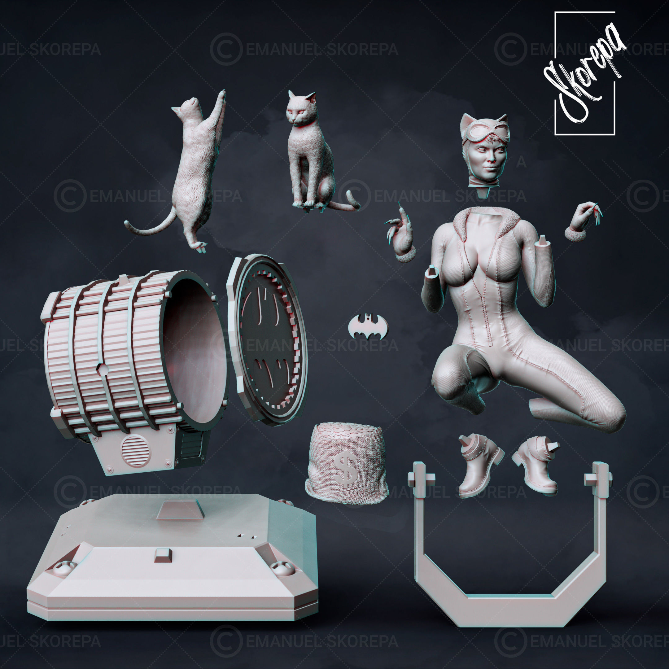 CATWOMAN on barrel 3D print model_5