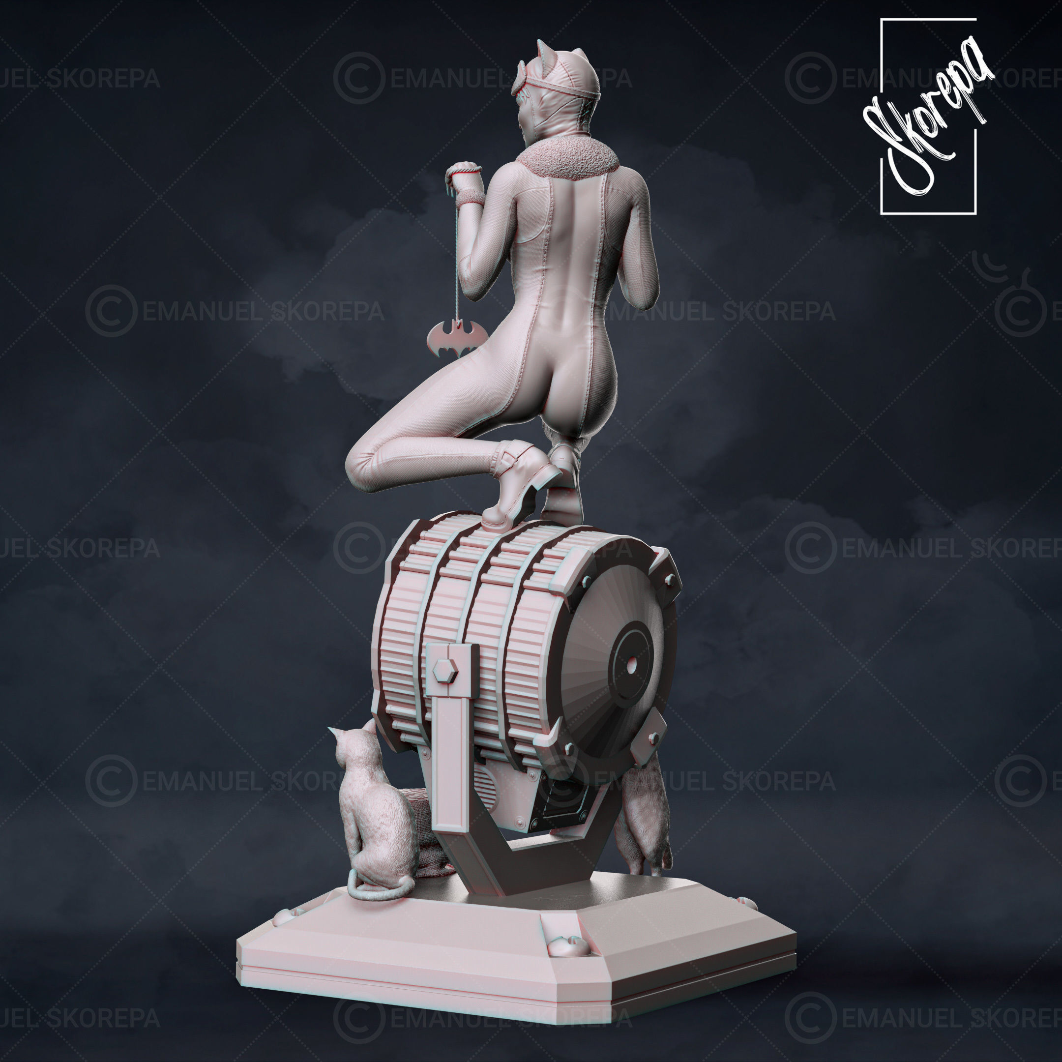 CATWOMAN on barrel 3D print model_6
