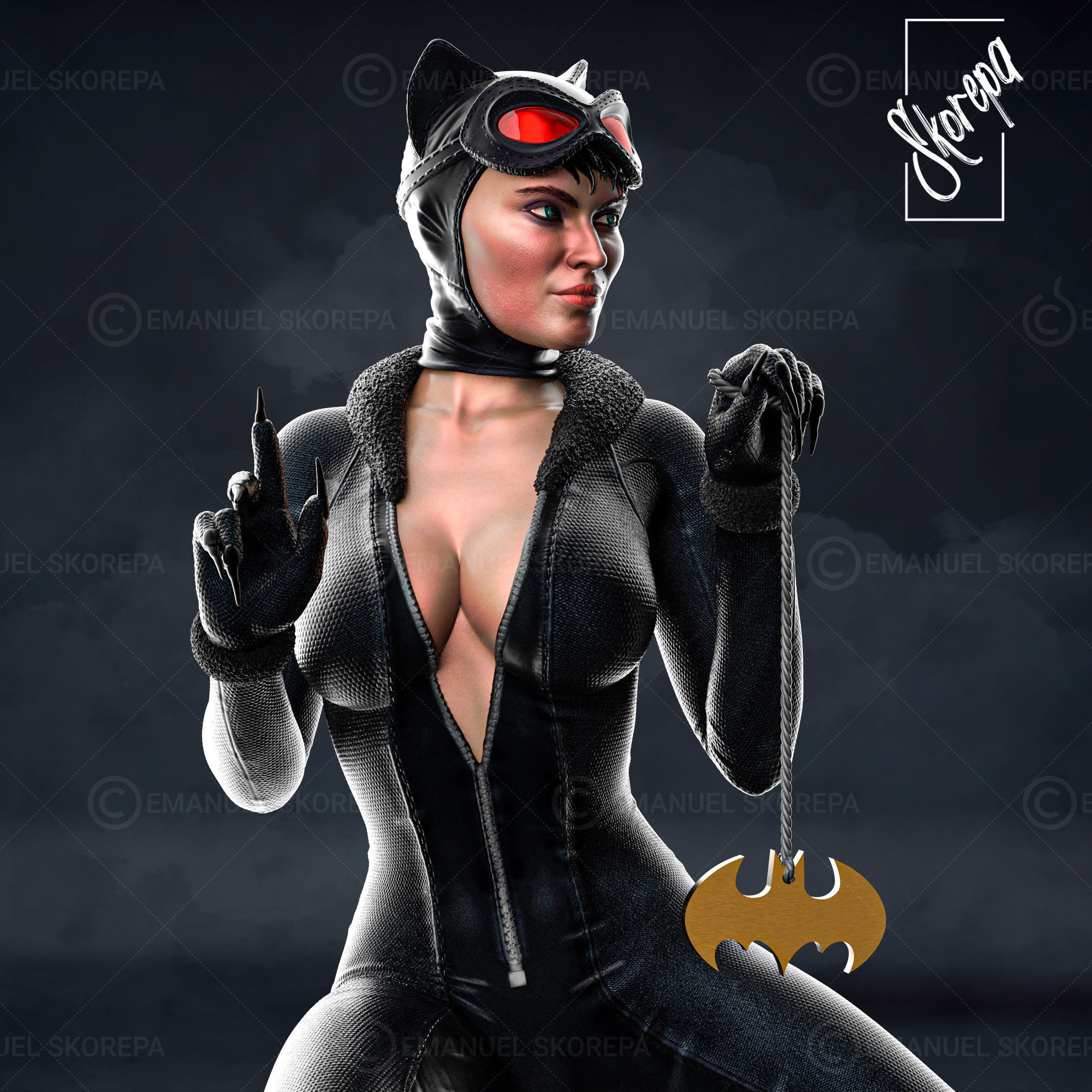 CATWOMAN on barrel 3D print model_1