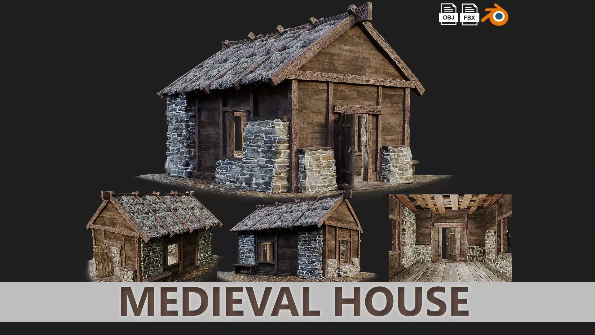Medieval House 09 PBR 4K GameReady Low-poly 3D model_0
