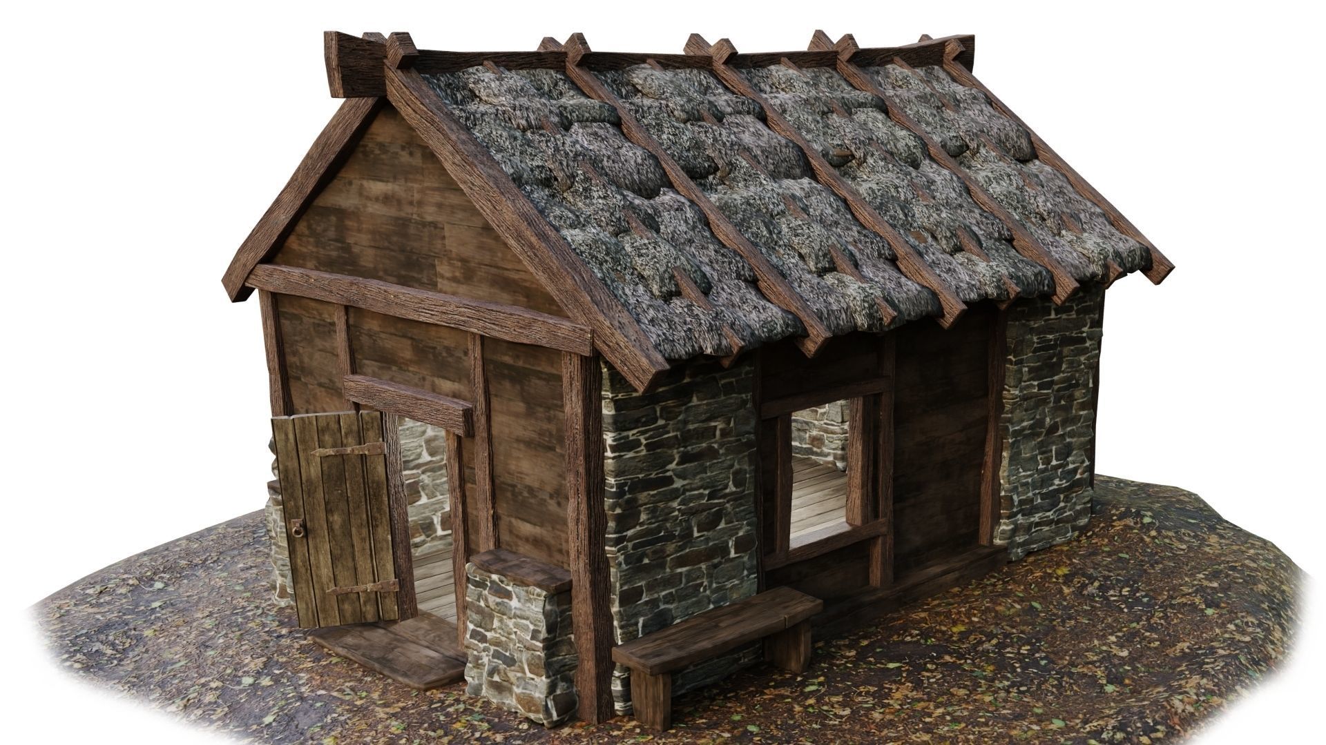 Medieval House 09 PBR 4K GameReady Low-poly 3D model_4